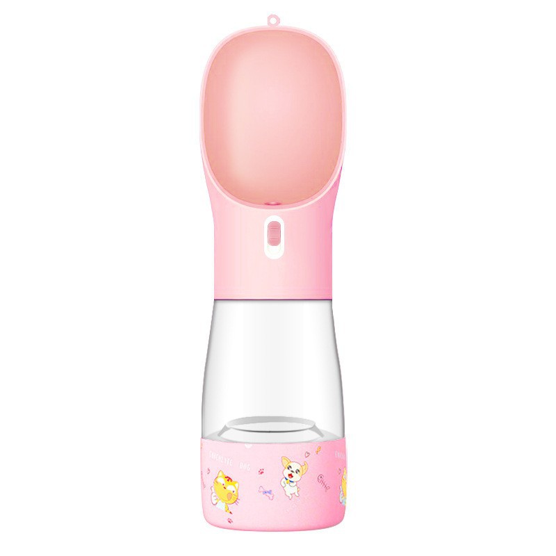 Pet Dog Water Bottle Feeder Bowl Portable Water Food Bottle Pets Outdoor Travel Drinking Dog Bowls Water Bowl For Dogs - 0 - CJ - Pink - Printing - CJHS162047407GT