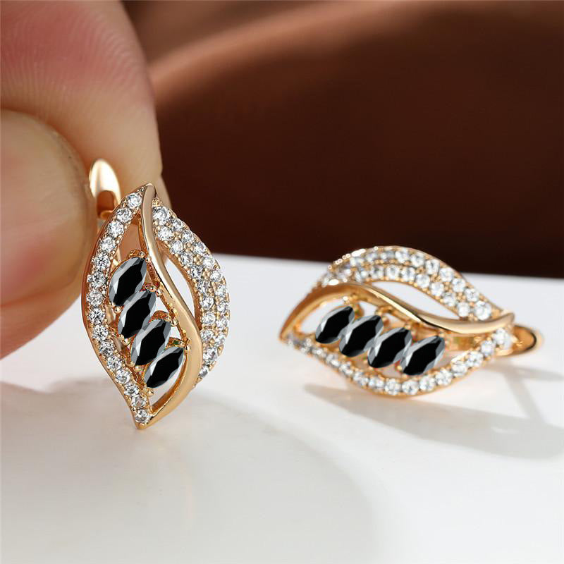 Ins Leaf - shaped Rhinestones Earrings Fashion Unique Zircon - encrusted Stud Earrings Women's Jewelry - 0 - CJ