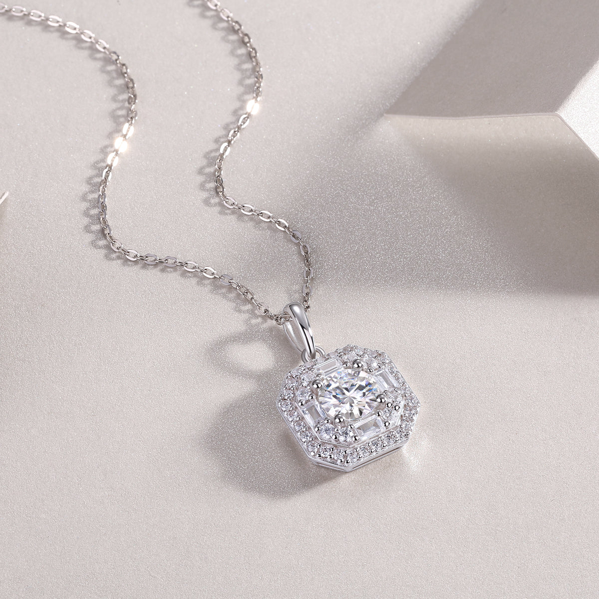 1Small Square Bag Luxury Fashion Diamond Pendant Necklace Set With Mosan Diamond Silver Ornaments Prohibit TikTok sales - 5 - CJ