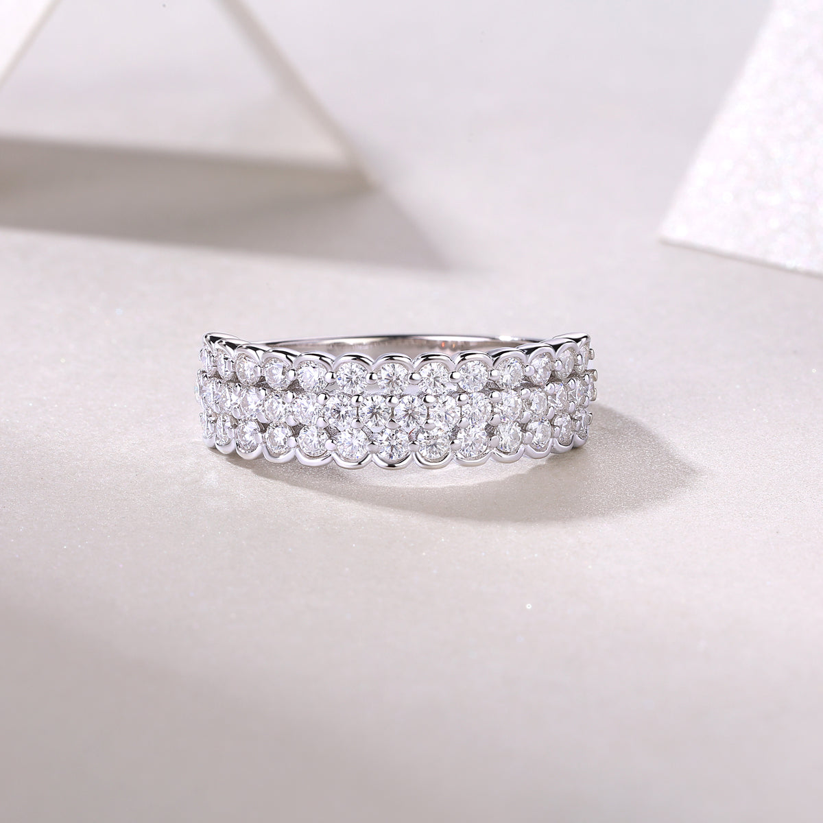 1Multi - row Diamond Ring Luxury Fashion Set Moissanite Silver Ring Prohibit Tk Sales - 5 - CJ