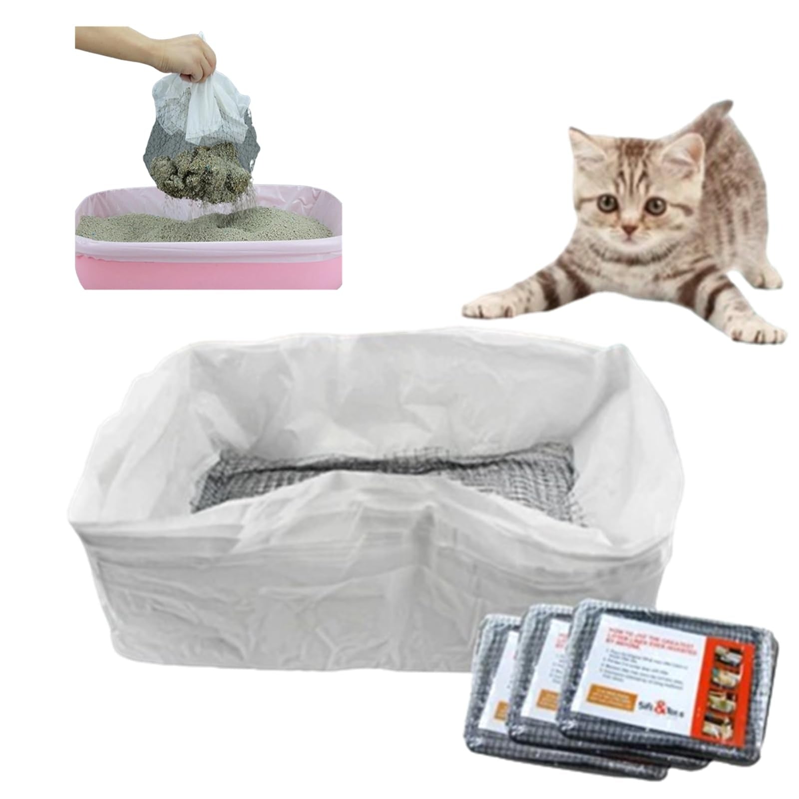 1 Pack Of 10PCS Cat Litter Filter Bags, Cat Litter Filter Bags, Reusable, Washable, Mesh Quick Sift Cat Litter, Not Dirty, EASY To Clea - 5 - cjdroshippping