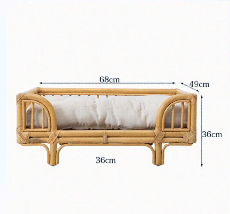 Natural Rattan Square Dog Bed Minimalist Handmade Pet Bed - 0 - CJ