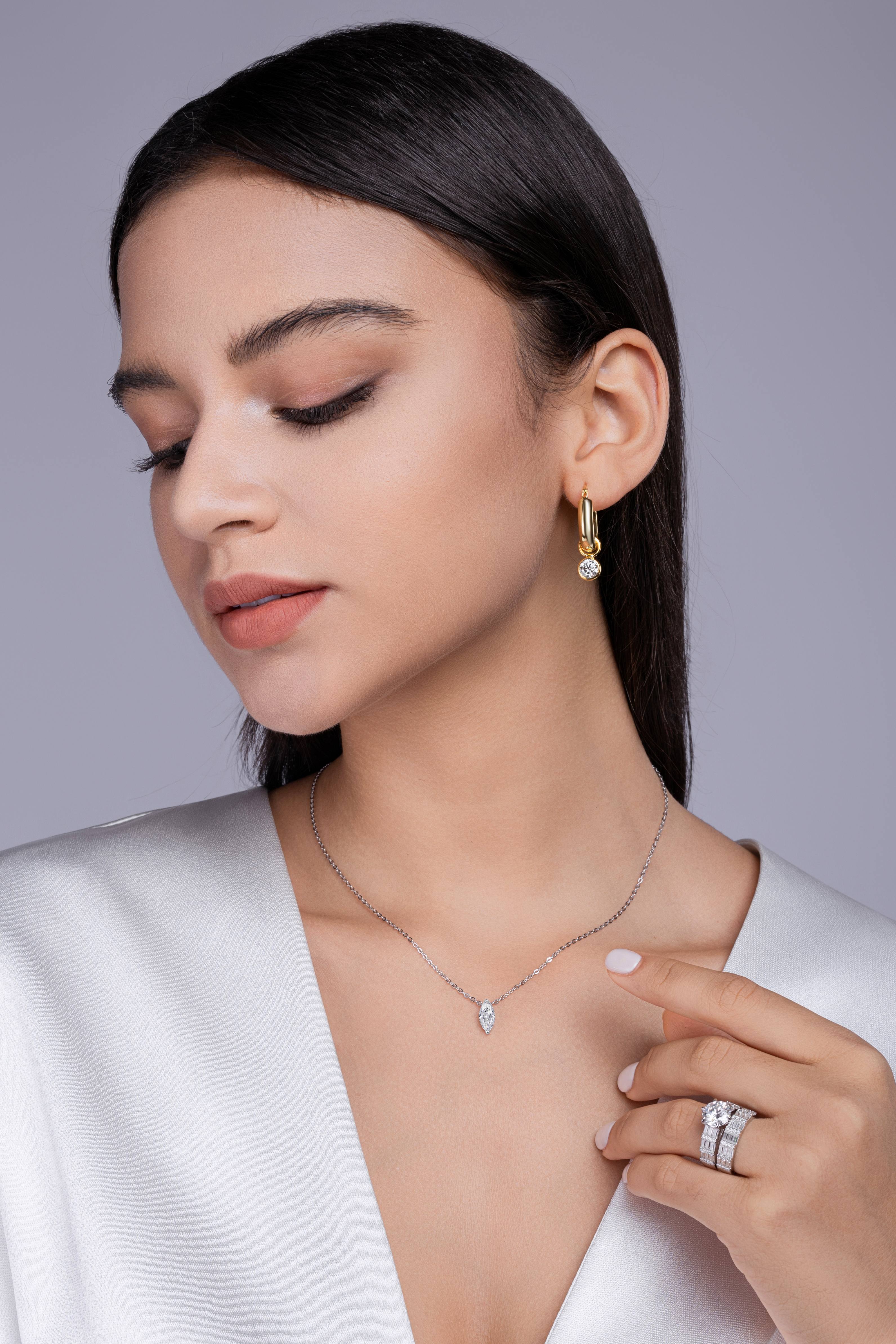 1A Fashionable Jewelry Pendant Set Moissanite S925 Sterling Silver And Platinum - plated Diamond In The Shape Of A Horse’s Eye. Moissanite Silver Jewelry Prohibit TikTok sales - 5 - cj