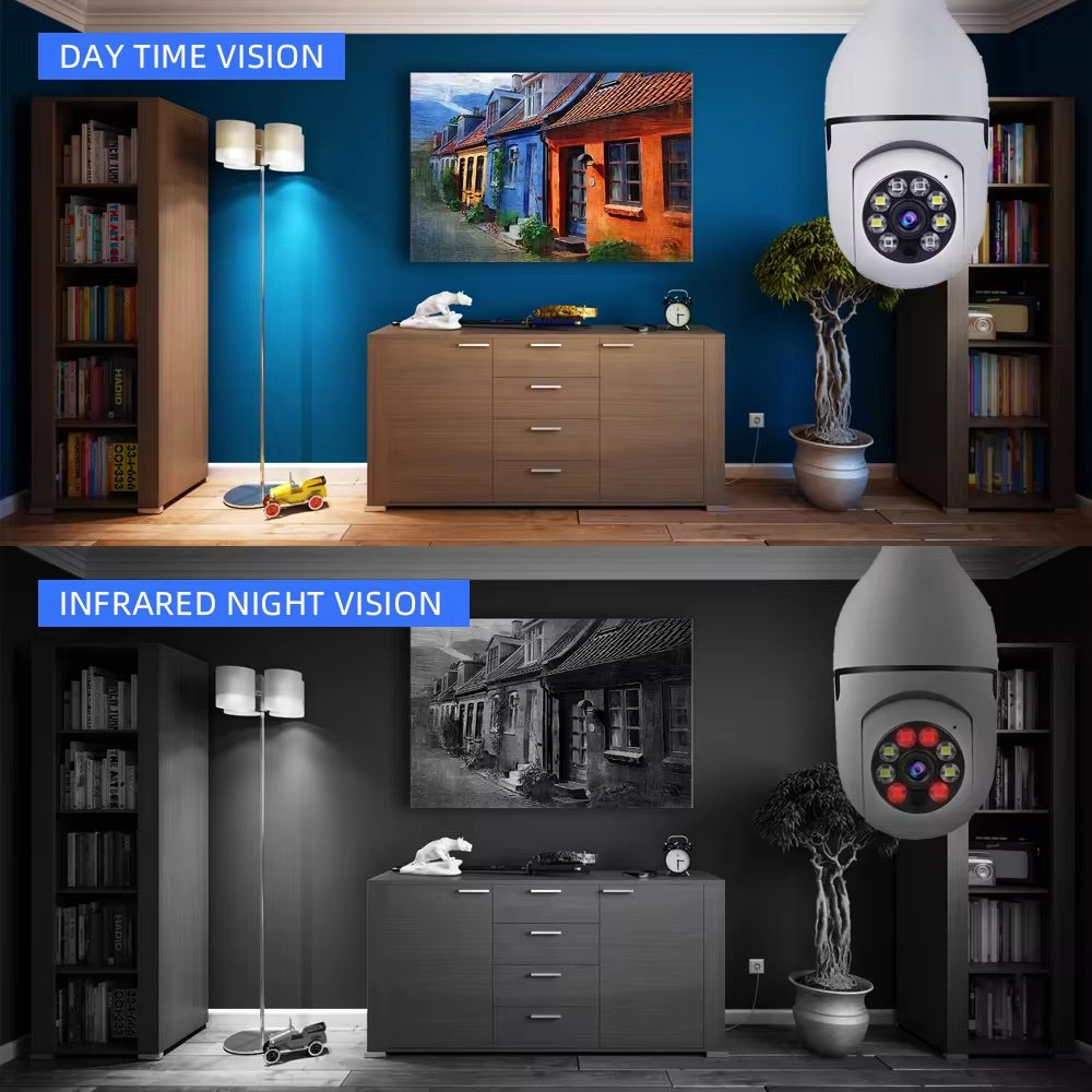 Smart Home Security PTZ Camera Wireless Lights 360 Degree Night Vision Surveillance Remote View CCTV Security WIFI Light Bulb Camera - 5 - CJ