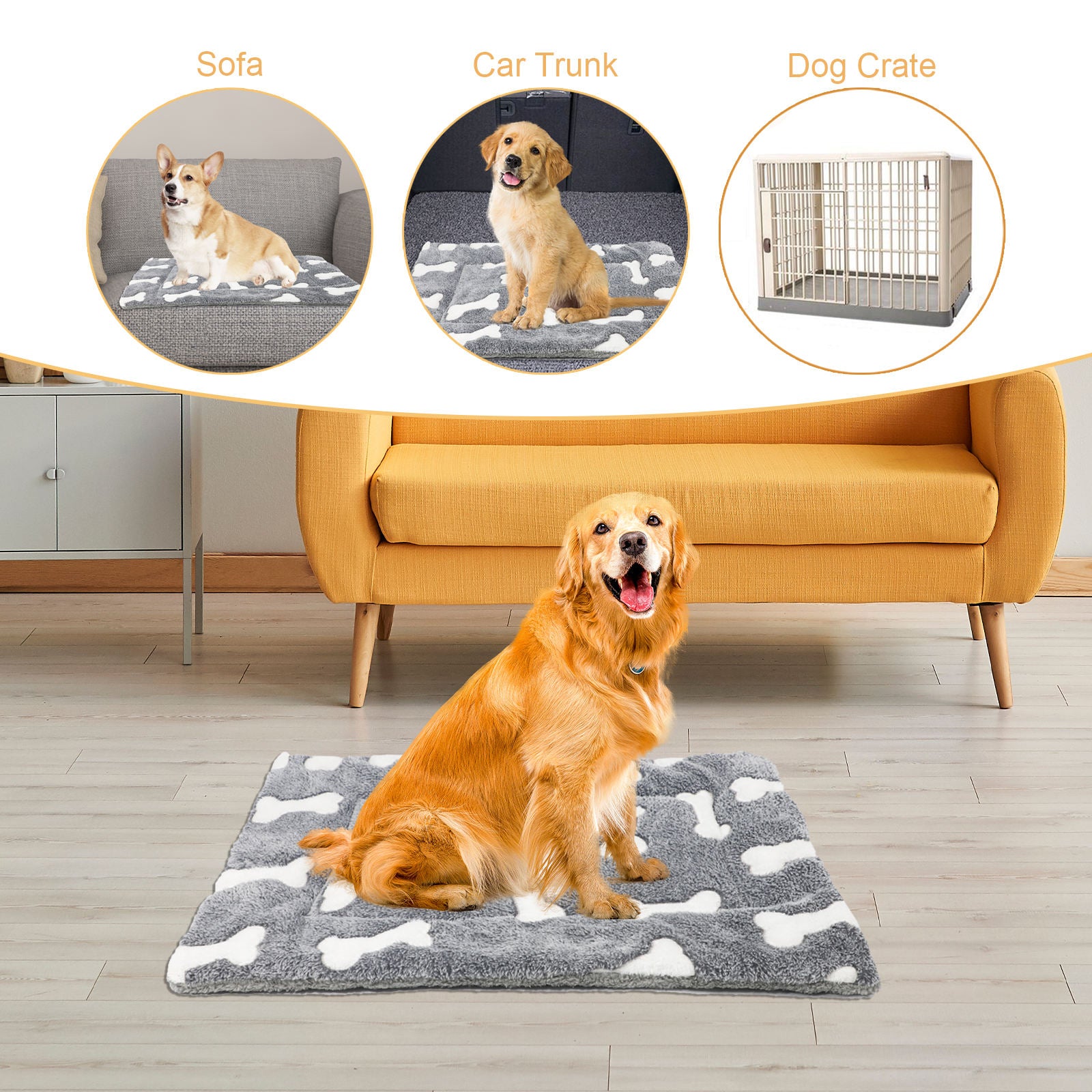 Self - Warming Cat Bed Mat Washable Dog Bed Crate Mat Soft Pet Sleeping Mat For Dogs And Cats Reversible Fleece Dog Crate Kennel Pad Cat Pet Bed - 5 - CJ