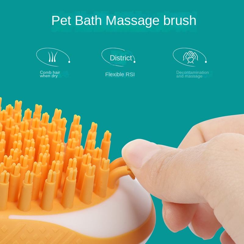 Dog Cat Bath Brush 2 - in - 1 Pet SPA Massage Comb Soft Silicone Pets Shower Hair Grooming Cmob Dog Cleaning Tool Pet Products - 0 - CJ