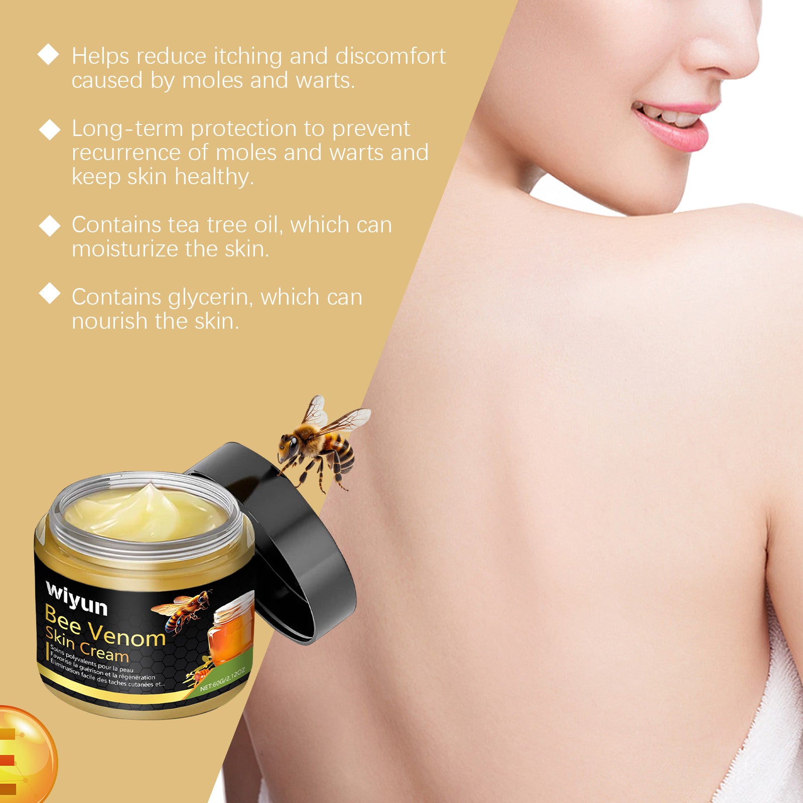 Wiyun Bee Venom Skin Care Cream Gentle Moisturizing Repair Body Blemishes Smooth Body Skin Care Cream - 5 - CJ