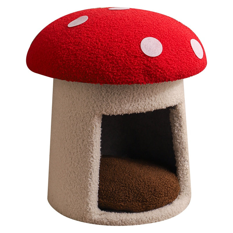 Extra Large Red Umbrella Mushroom Cat Bed, Scratch - resistant And Wear - resistant, Removable And Washable, Universal Pet Seat Bed For All Seasons, Pet Cat Bed, High - looking Mushroom Cat House - 5 - CJ