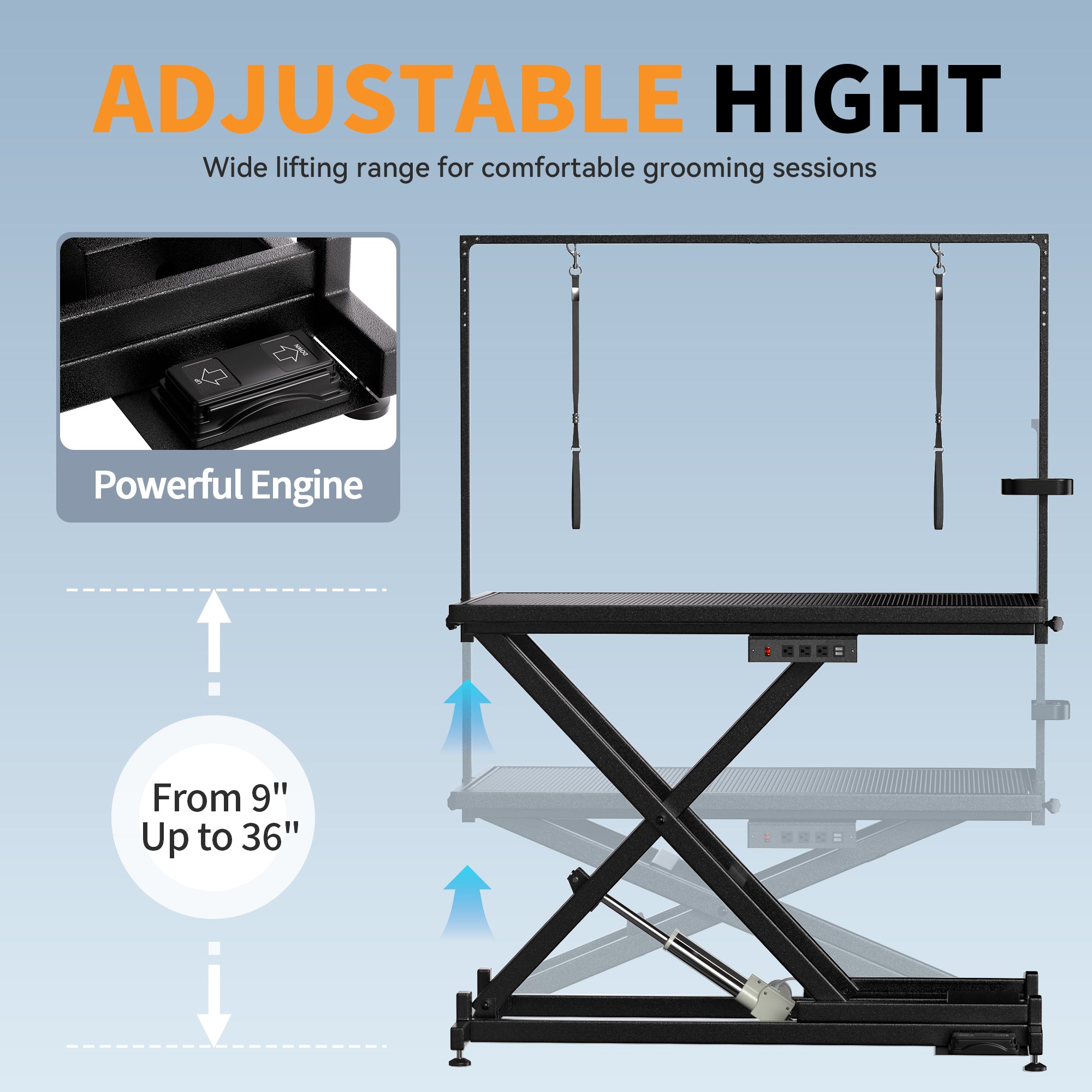 Height Adjustable Pet Grooming Table, Equipped With Leveling Wheels, Dog Grooming Arms, Anti Slip Tabletop, And Tool Organizer 50 Inches, Black, Prohibited Platform Temu - 5 - CJ
