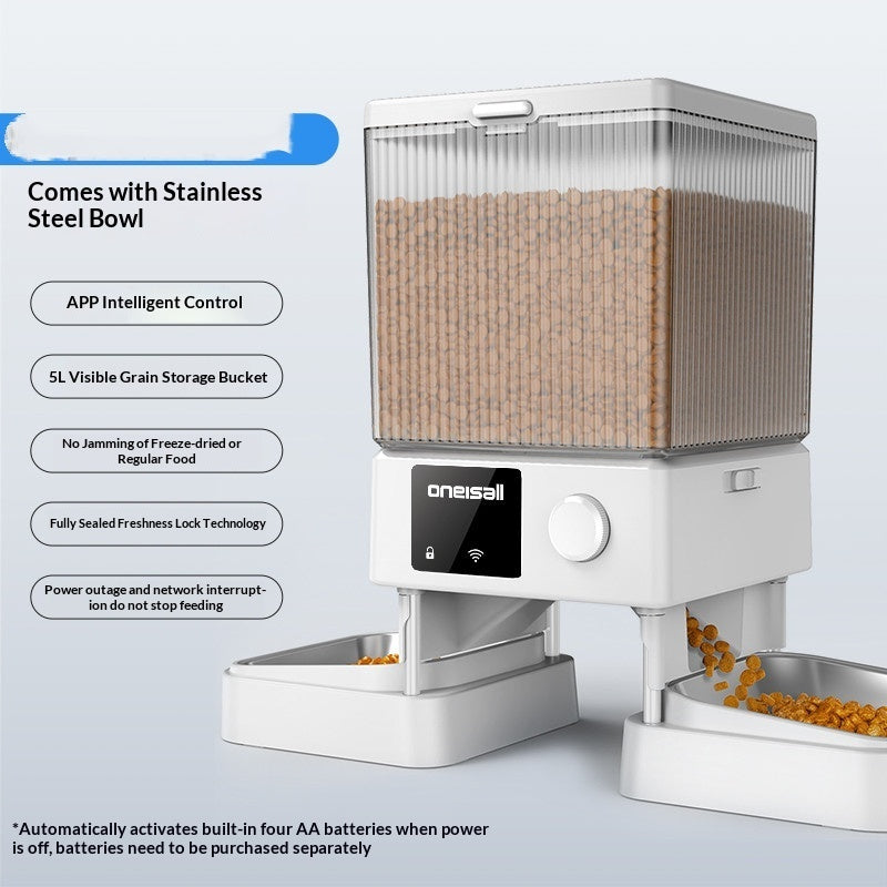 Automatic Cat Feeder With Dual Bowls Visual Timer - Controlled Portion - Adjustable Smart Pet Feeder For Cat Food - 0 - CJ