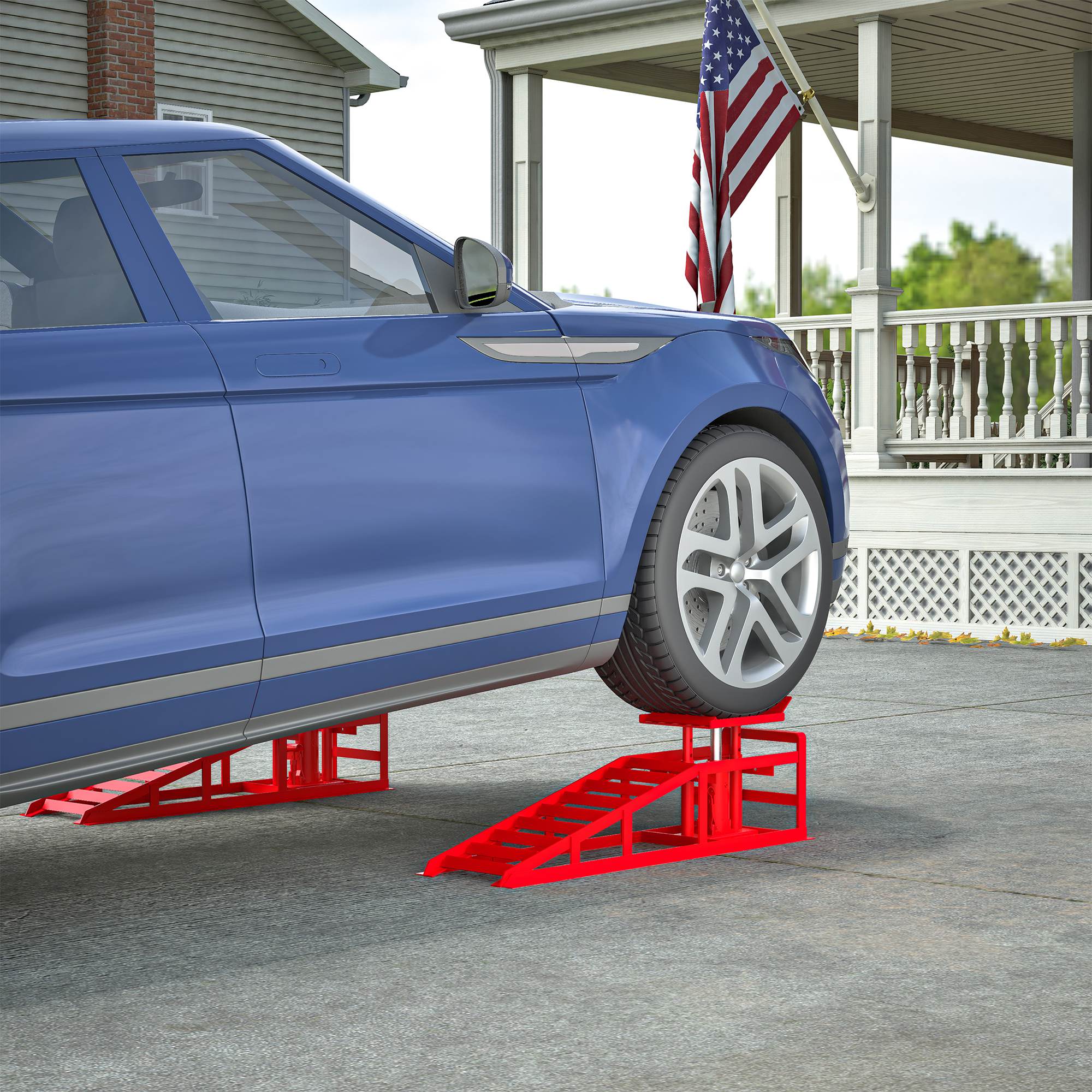 2 Pack Hydraulic Car Ramps 5T 11000lbs Low Profile Car Lift Service Ramps Truck Trailer Garage,Height Hydraulic Vehicle Ramps - 5 - CJ