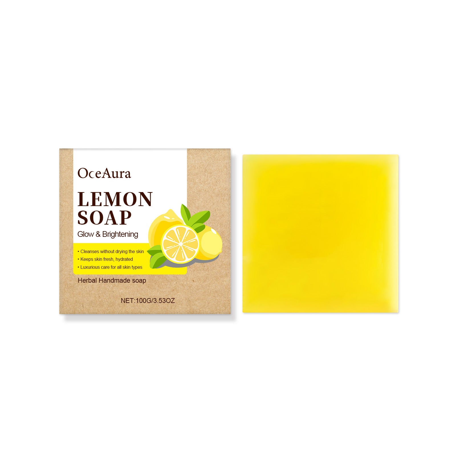 OceAura Lemon Herbal Vitamin C Soap Cleanser Body Skin Bath Mild Clean Refreshing Oil Control Skincare Soap - 5 - CJ