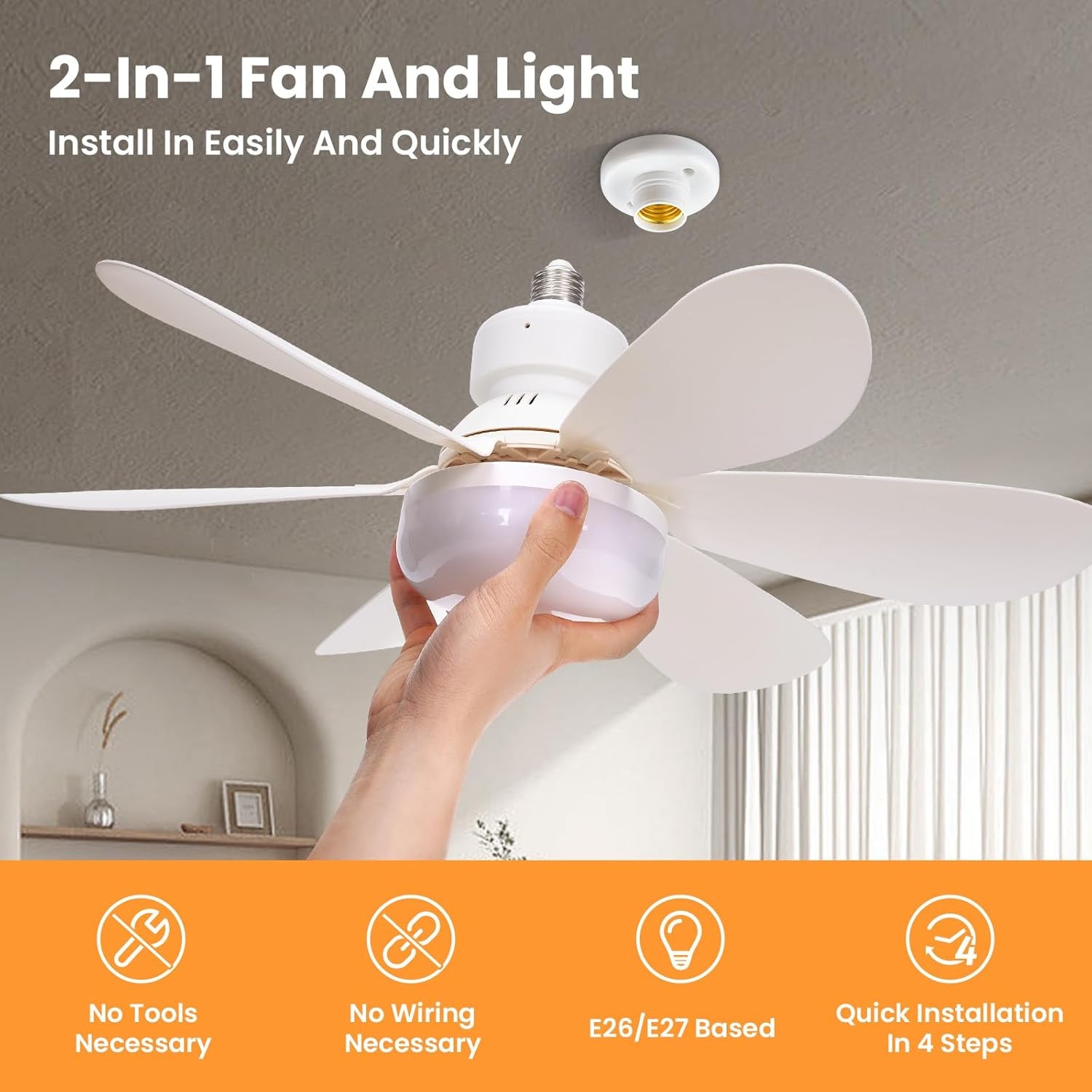 Modern Led Ceiling Fan With Light Dimmable E27 Bedroom Living Room Fan Lamp 30W - 5 - CJ