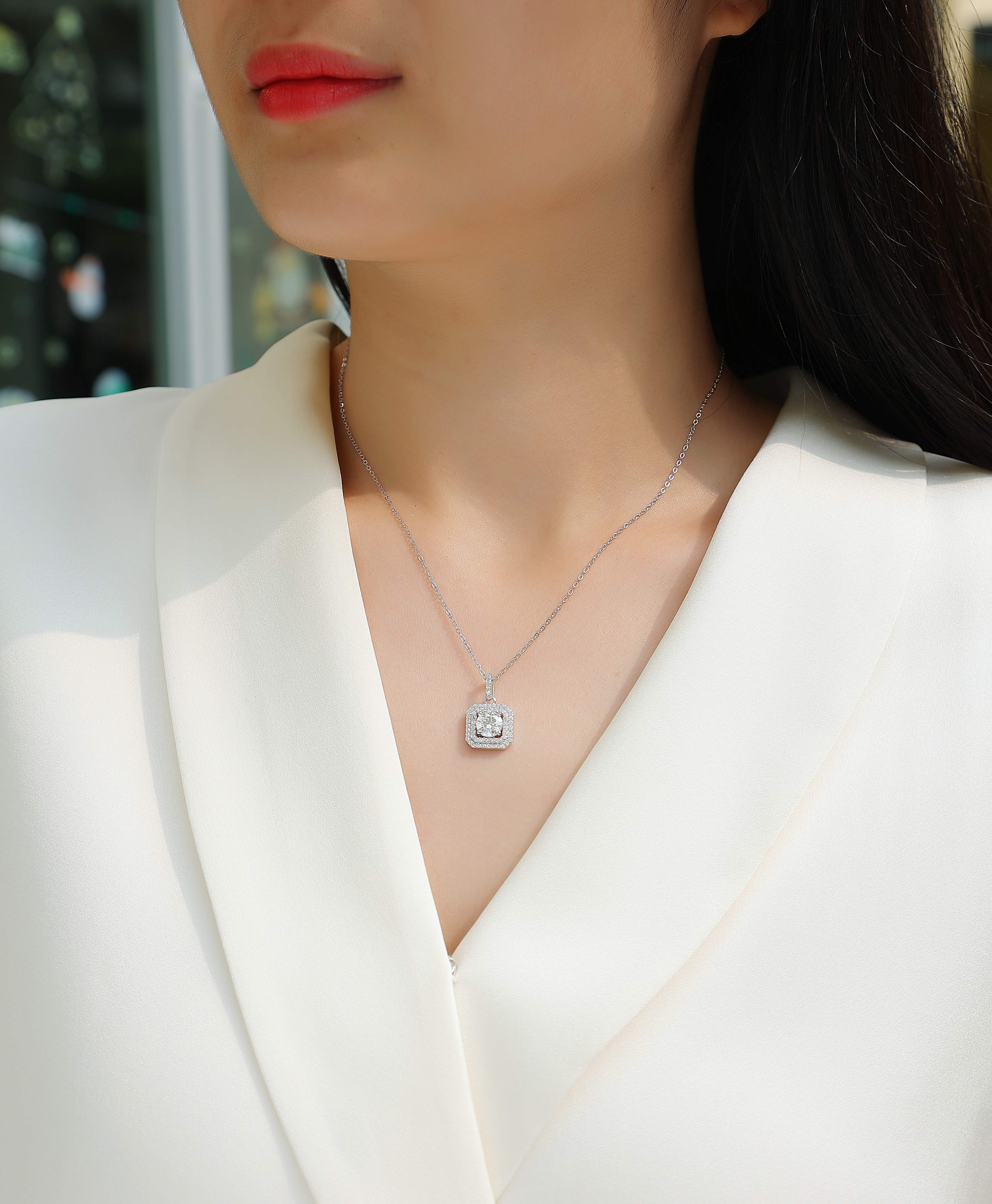 1Sugar Diamond - A Fashionable And Luxurious Diamond Jewelry Piece Set With 1 - carat Moissanite S925 Sterling Silver And Platinum - plated Pendant Prohibit TikTok sales - 5 - CJ