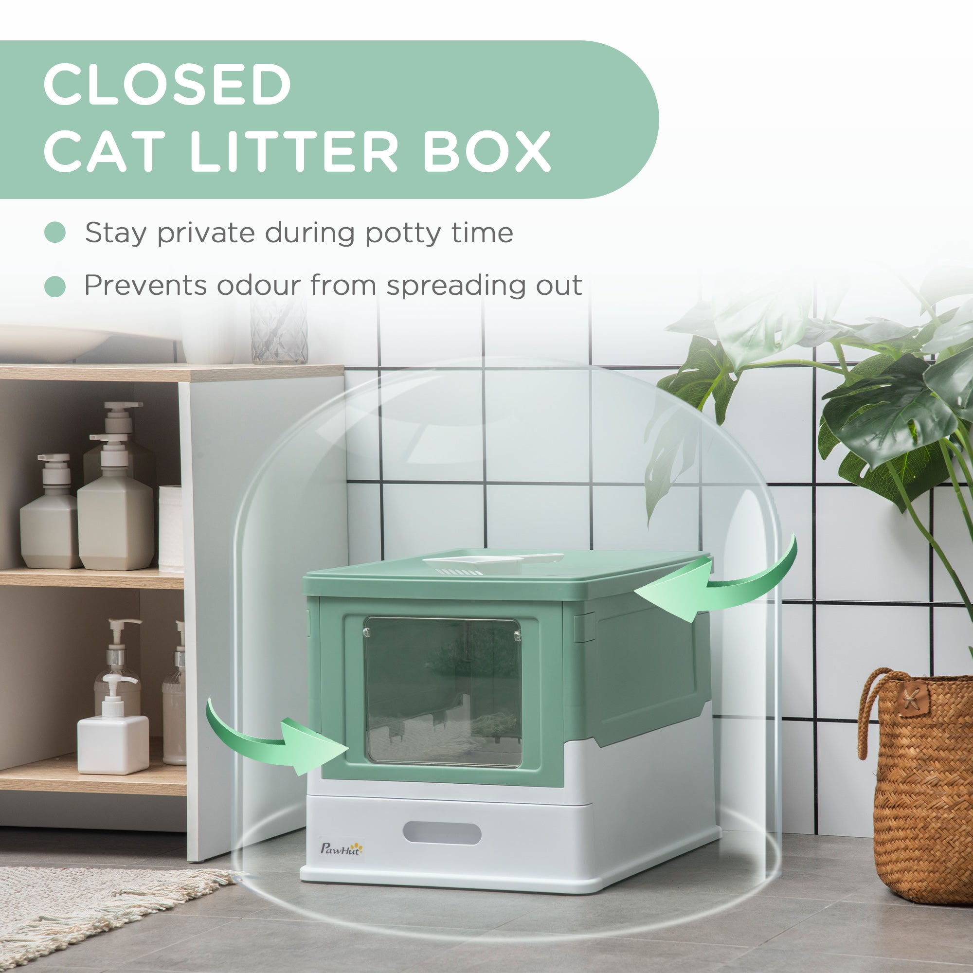 Fully Enclosed Cat Litter Box Portable Pet Toilet With Spoon Large Space - 5 - cjdroshippping
