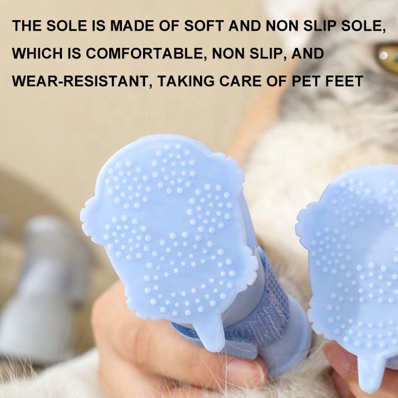Dog Rain Boots 4Pcs Pet Dog Puppy Warm Waterproof Silicone Non - Slip Rain Boots Footwear Shoes Dog Cat Pet Toy Dog Rain Boots Dog Rain Shoes, Cat Rain Boots, Waterproof Foot Cover, Soft Bottom Shoes - 5 - CJ