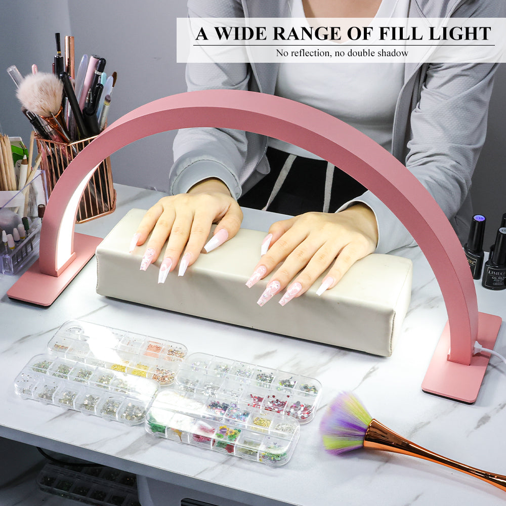 Half Moon Light For Nail Desk, 17inch Professional LED Light With 3 Color Temperatures & Dimmer, Multi - Purpose Lighting For Eyelash Extensions, Nail Art, Tattoos, Reading - 5 - CJ