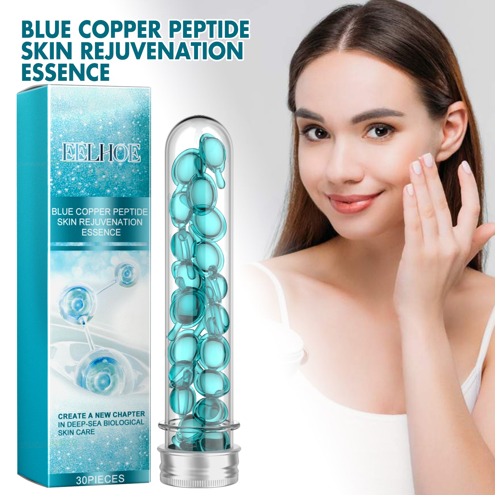 EELHOE Blue Copper Peptide Skin Rejuvenation Essence, Firming Skin Carry Bright Color Of Skin Refreshing Skin Facial Essence - 5 - CJ
