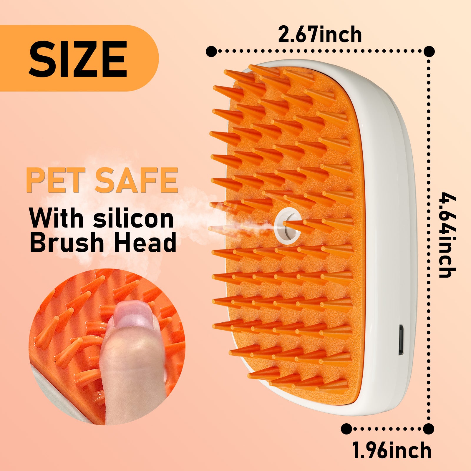 4 In 1 Cat Steam Brush, Anti Static Shedding Spray Comb, Hair Removal, Mist Indoor Steamy Grooming Brush For Dog, Water Spritz Defur Cepillo, Spa Steamer Cloud Para Gatos - 5 - CJ
