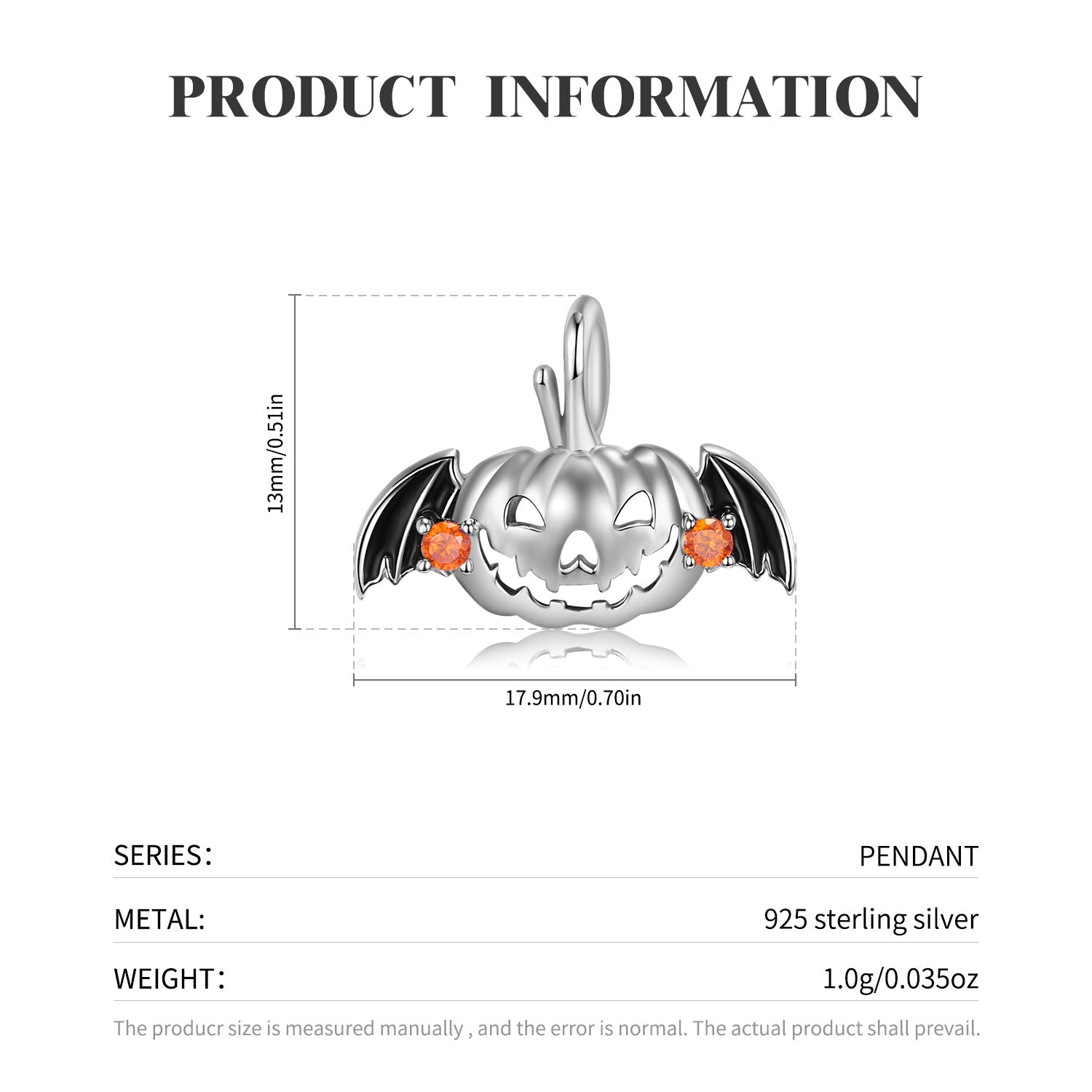 S925 Sterling Silver Drip Glue Hollow Flying Pumpkin Necklace Exquisite Halloween Jewelry - 4 - https://x.com/titan_prim62775J