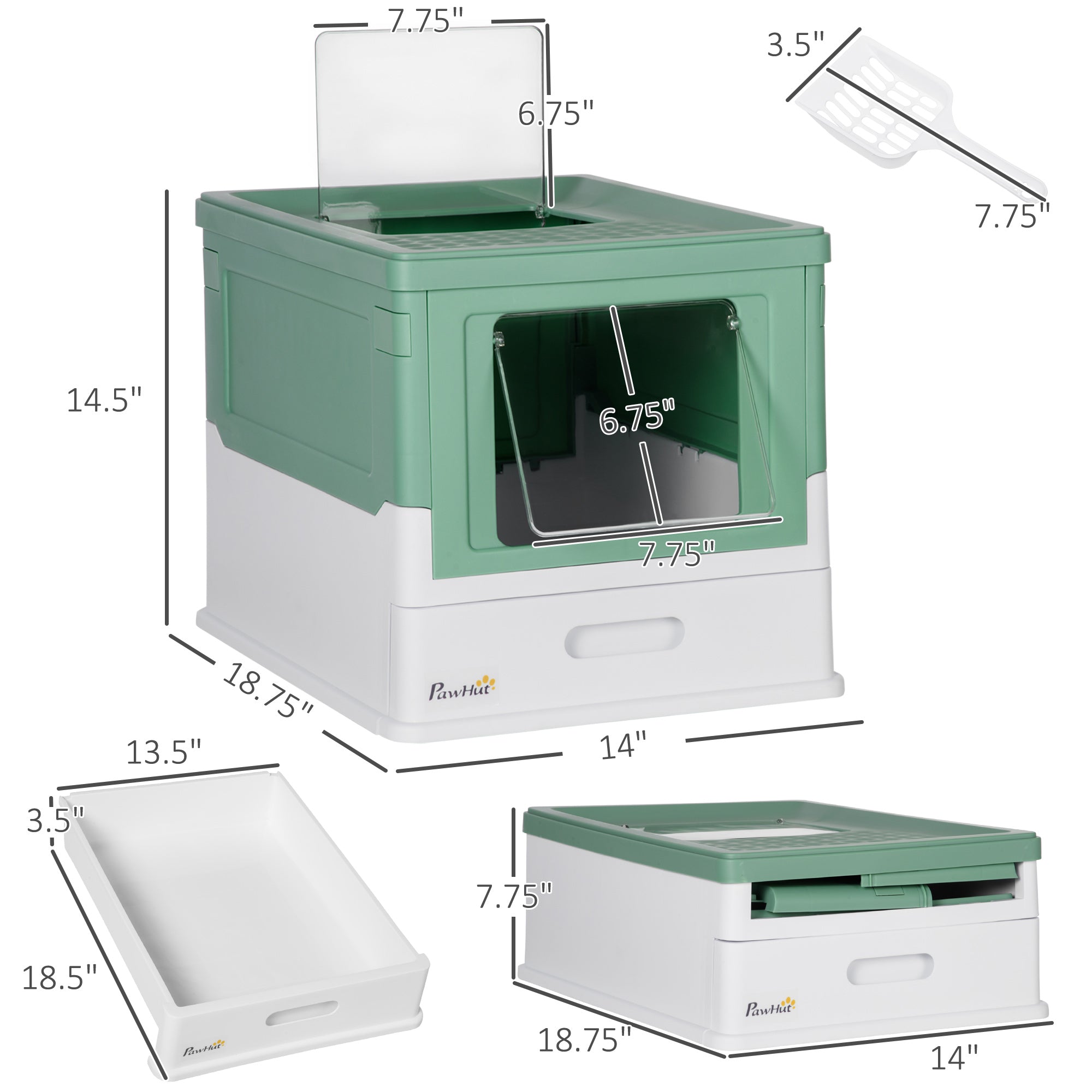 Fully Enclosed Cat Litter Box Portable Pet Toilet With Spoon Large Space - 5 - cjdroshippping