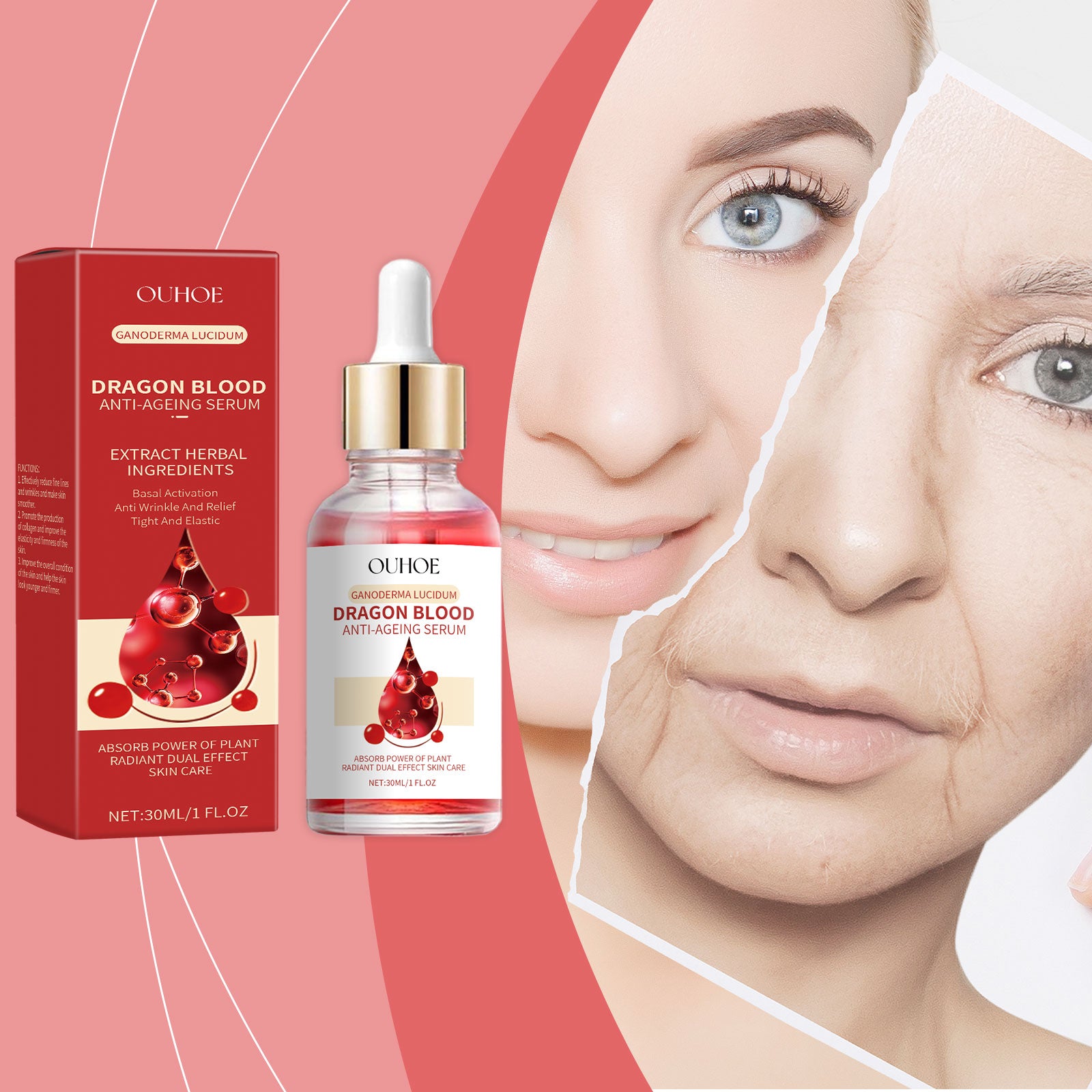 OUHOE Dragon Blood Essence, Facial Skin Contour Radiance Hydrating Moisturizing Essence - 5 - CJ