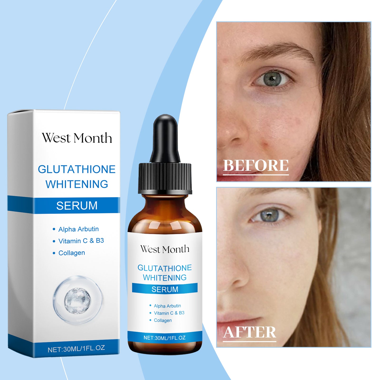 West&Month Glutathione Brightening Serum, Moisturizing, Nourishing And Moisturizing Face Care Serum - 5 - CJ