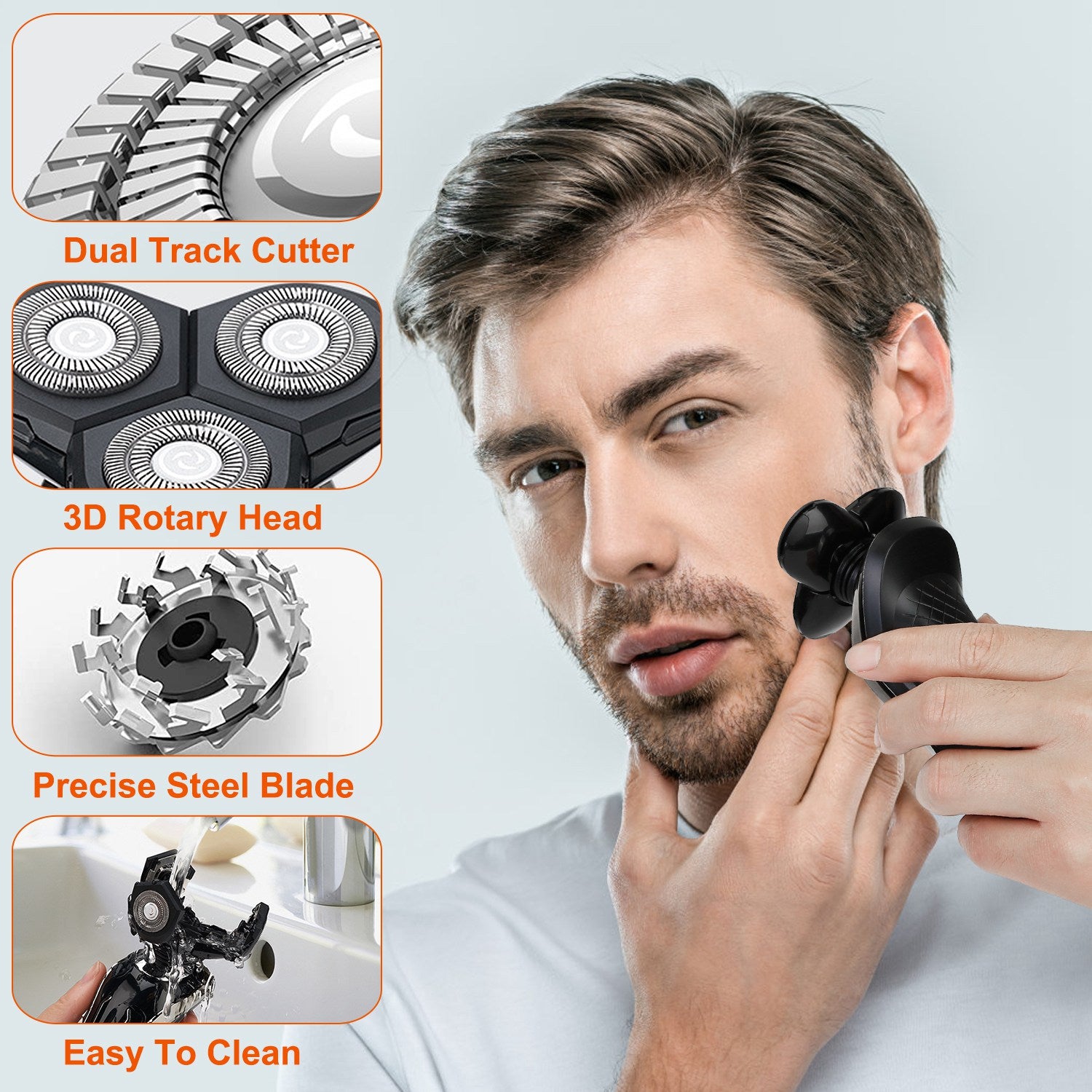 1Pack 5 In 1 Electric Razor Shaver Rechargeable Cordless Head Beard Trimmer Shaver Kit IPX6 Waterproof Dry Wet Grooming Kit - 5 - CJ