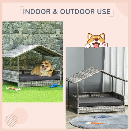 The Rattan Dog House Outdoor With Canopy Is Suitable For Small And Medium - sized Dogs - 5 - CJ