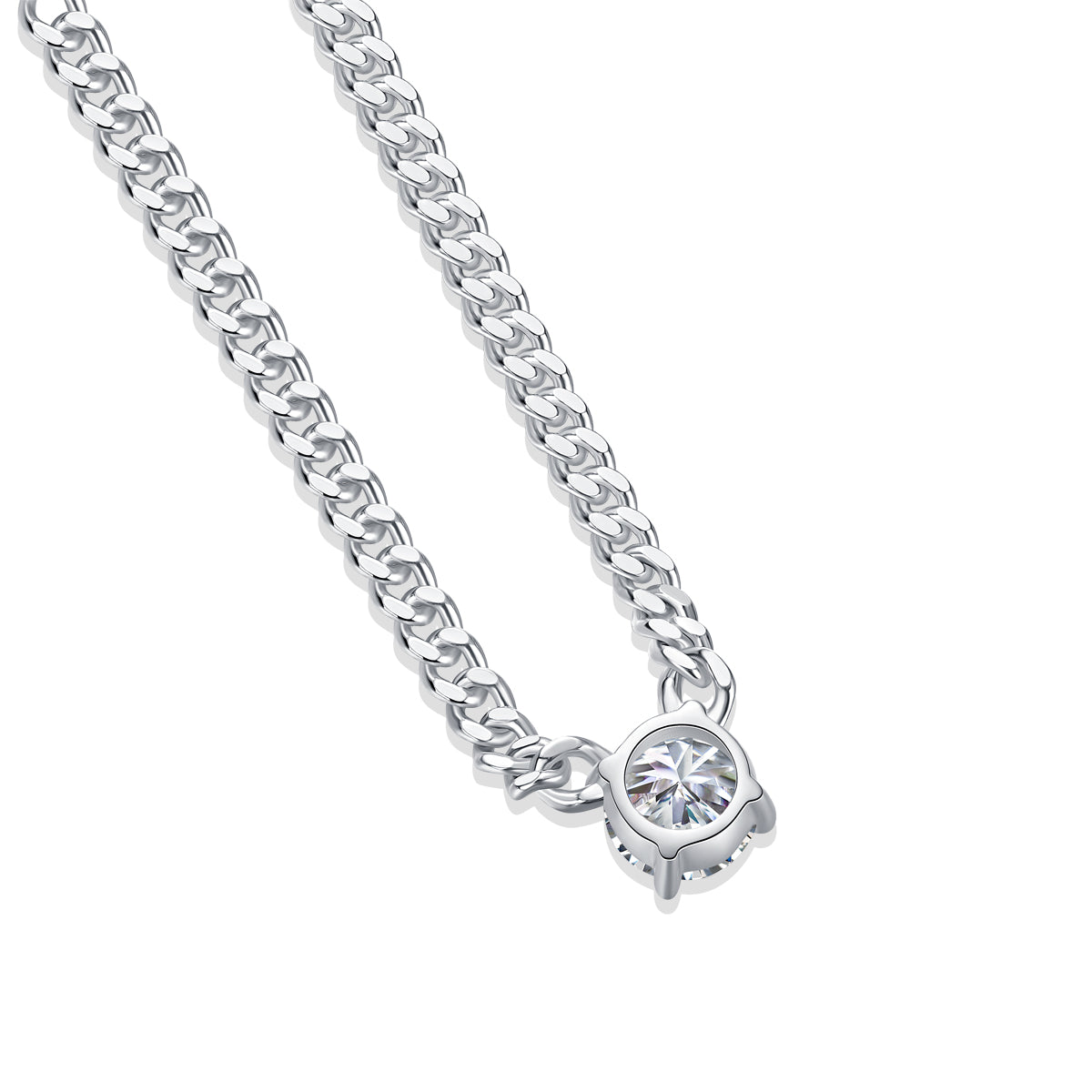 1Cuban Necklace Luxury Fashion Diamond Pendant Necklace Set With Mosan Diamond Silver Ornaments Prohibit TikTok sales - 5 - CJ