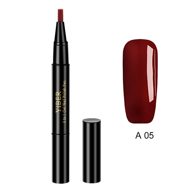 5pcs Nail Polish Pen 3 In 1 One Step Glue Pen Multicolor - 0 - CJ