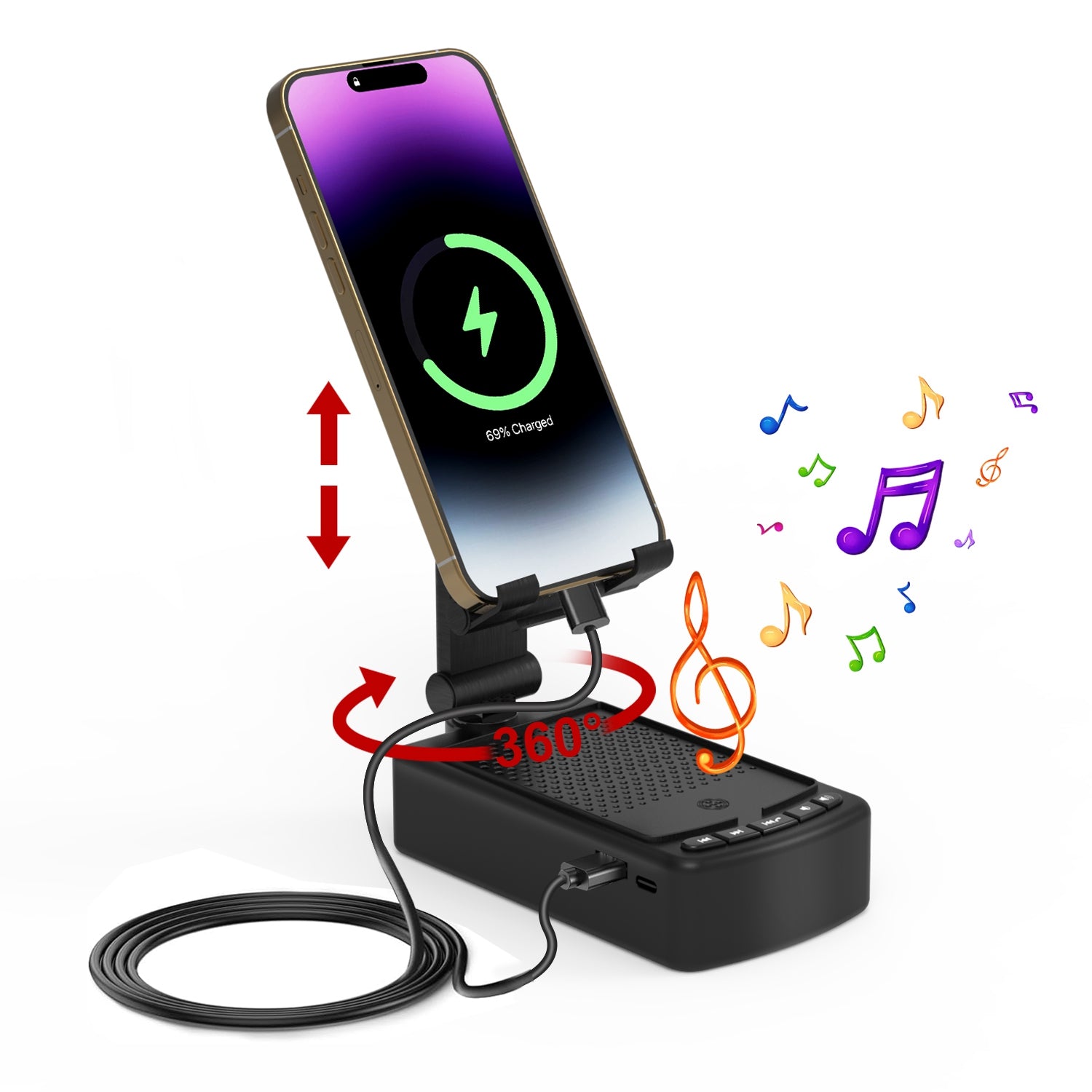1Pc Cell Phone Stand With HD Surround Wireless Speaker Power Bank Portable Foldable Charging Phone Stand With Anti Slip Base Compatible With Phone Tablet For Home Office Outdoor - 5 - CJ