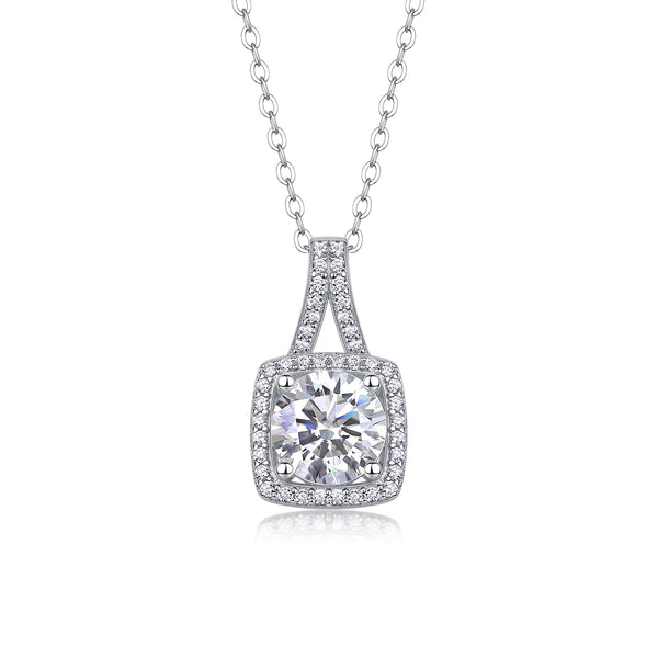 1Small Square Diamond - A Fashionable And Luxurious Diamond Jewelry Piece Set With 2 - carat Moissanite S925 Sterling Silver And Platinum - plated Pendant Prohibit TikTok sales - 5 - CJ