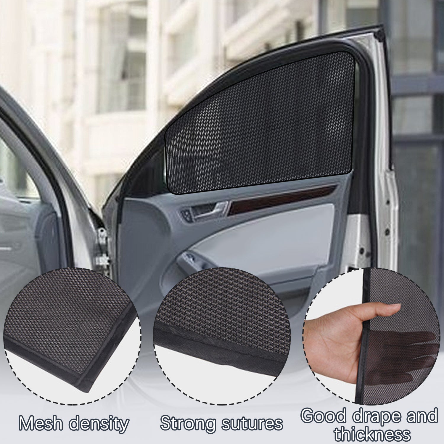 5 Pcs Car Privacy Curtains 2 Side Window Sun Shade Removable Windshield Shades - 5 - CJ