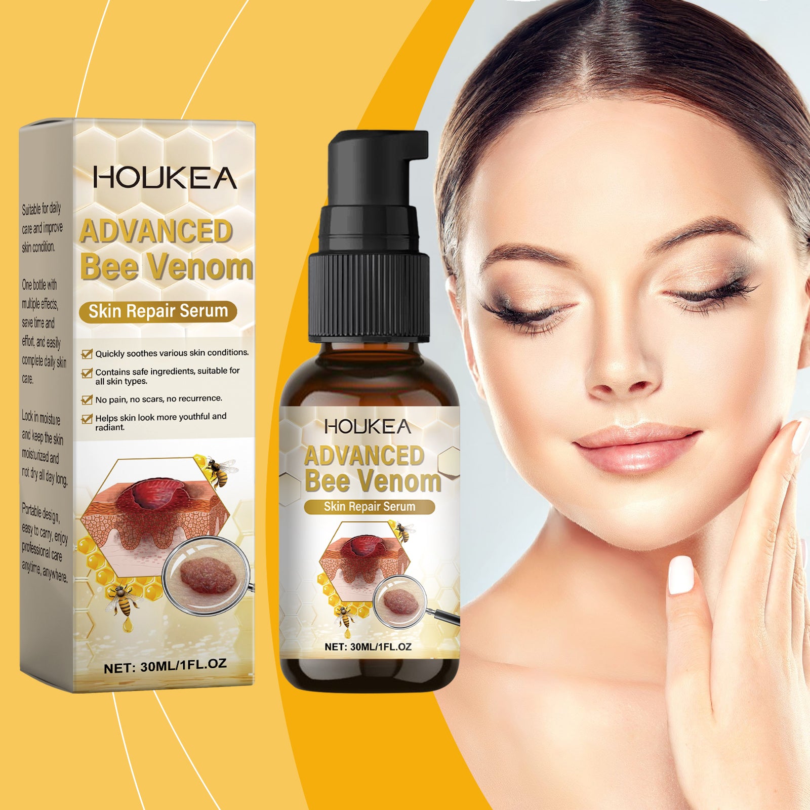 Houkea Bee Venom Skin Serum, A Moisturizing, Gentle And Restorative Cleansing And Smooth Skin Care Solution - 5 - CJ