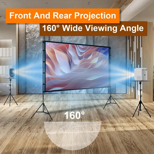 100inch/120inch Options Projector Screen With Stand 16:9 4K HD Rear Front Wrinkle - Free Portable And Foldable Movie Screen With Carry Bag For Indoor Outdoor Home Theater Backyard Cinema - 5 - CJ