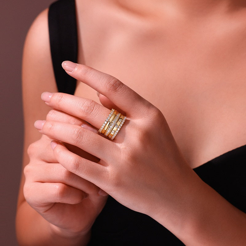 1Gold Ring - A Fashionable Men’s And Women’s Ring And Jewelry Piece Set With Moissanite S925 Sterling Silver And Gold - plated Diamonds Prohibit TikTok sales - 5 - cjdropshipping