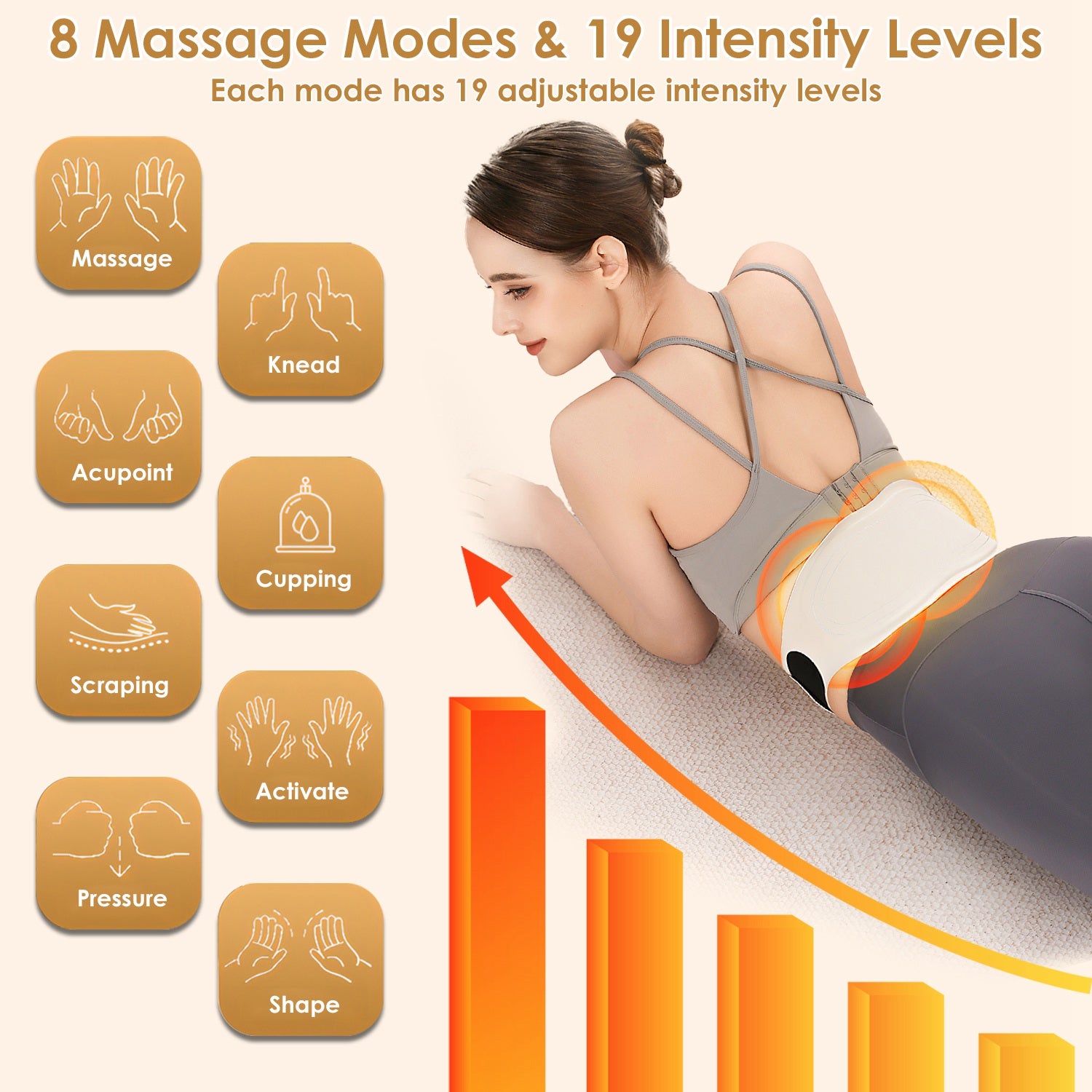 EMS Lower Back Massager Heating Pad Cordless Heating Pad For Back Belly Waist With Remote Magnetic Host 8 Modes 19 Intensity Levels 3 Heating Levels - 5 - CJ