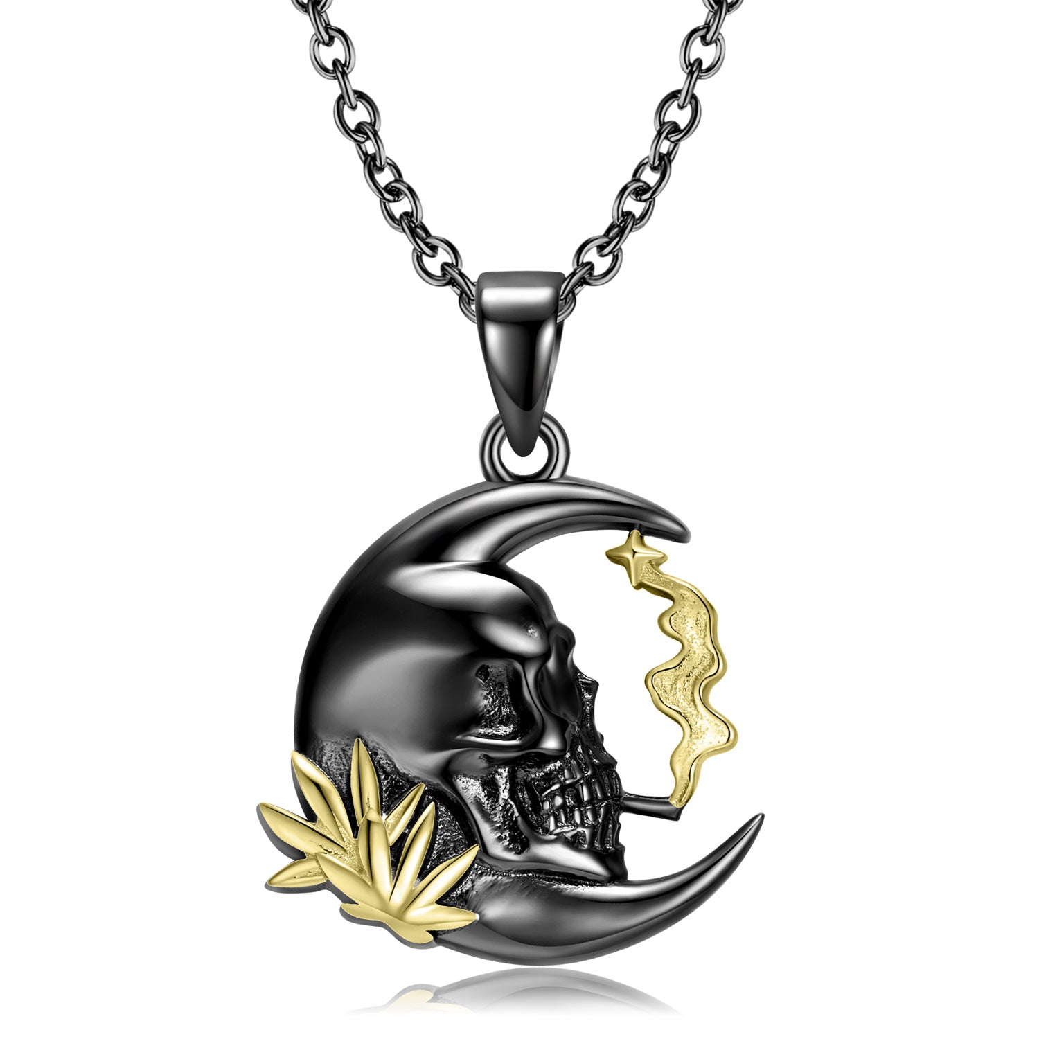 Smoking Skull Pendant Halloween S925 Sterling Silver Necklace Personality Dark Wind - 4 - https://x.com/titan_prim62775J