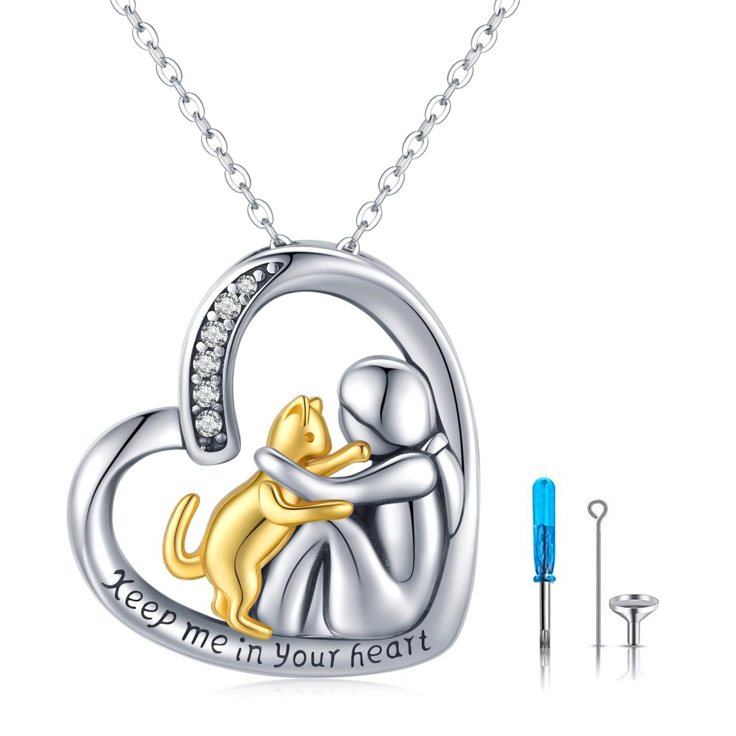 Cat Urn Heart Cremation Jewelry Keepsake Memorial Necklace for Women Keep Me in Your Heart - 5 - cjdropshipping