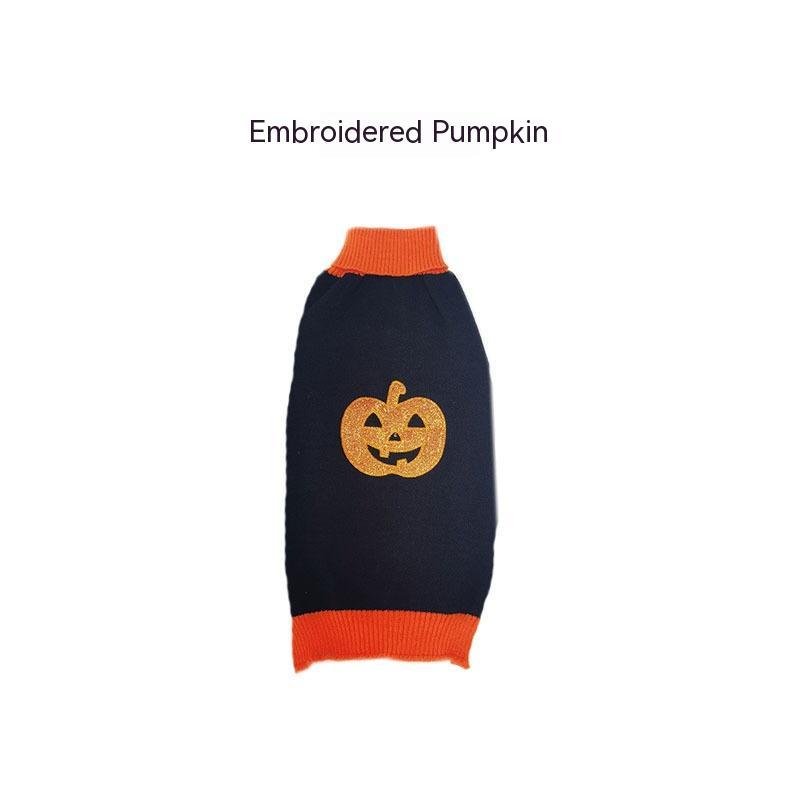Halloween Dog Sweaters Pet Costume Teddy Warm Leisure Sweater Cosplay Clothes For Dogs Pets Outfits - 0 - CJ - Black Embroidery - XL - CJGD180981310JQ