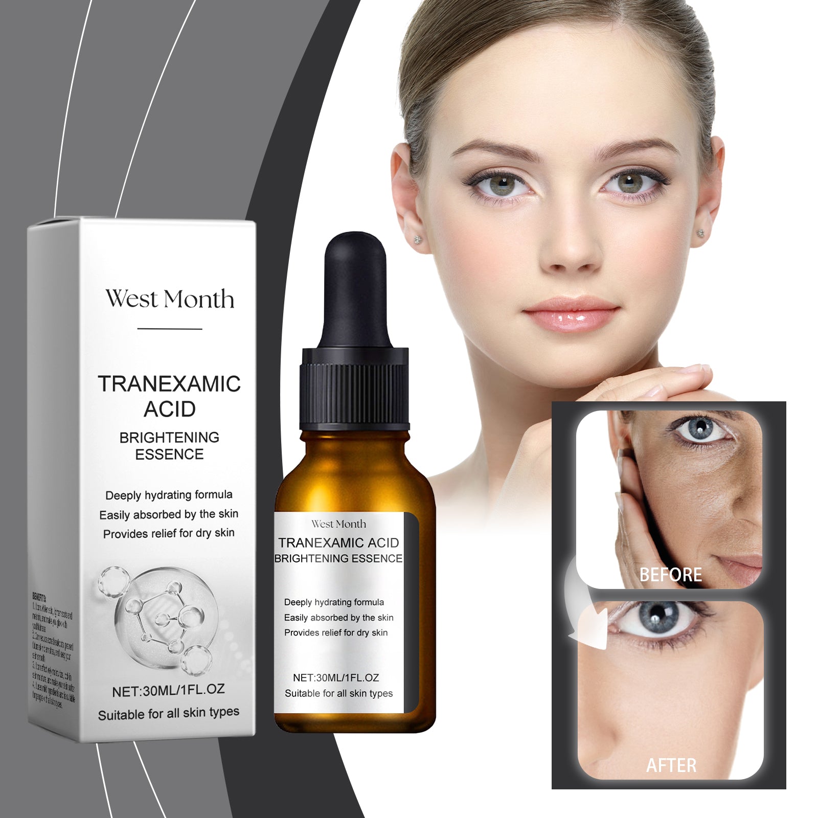 West&Month Brightening Essence, Even, Bright, Refreshing, Non - Sticky, Natural, Shiny And Nourishing Skin Essence - 5 - CJ