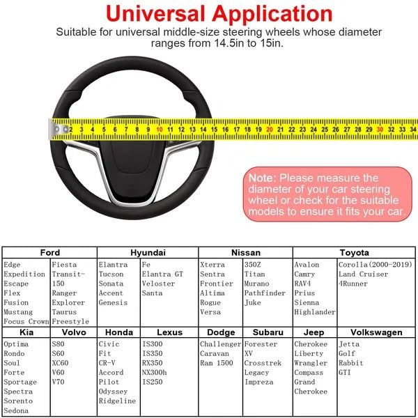 Steering Wheel Cover 14.5in - 15in Diameter Universal Fiber Leather Car - 5 - CJ