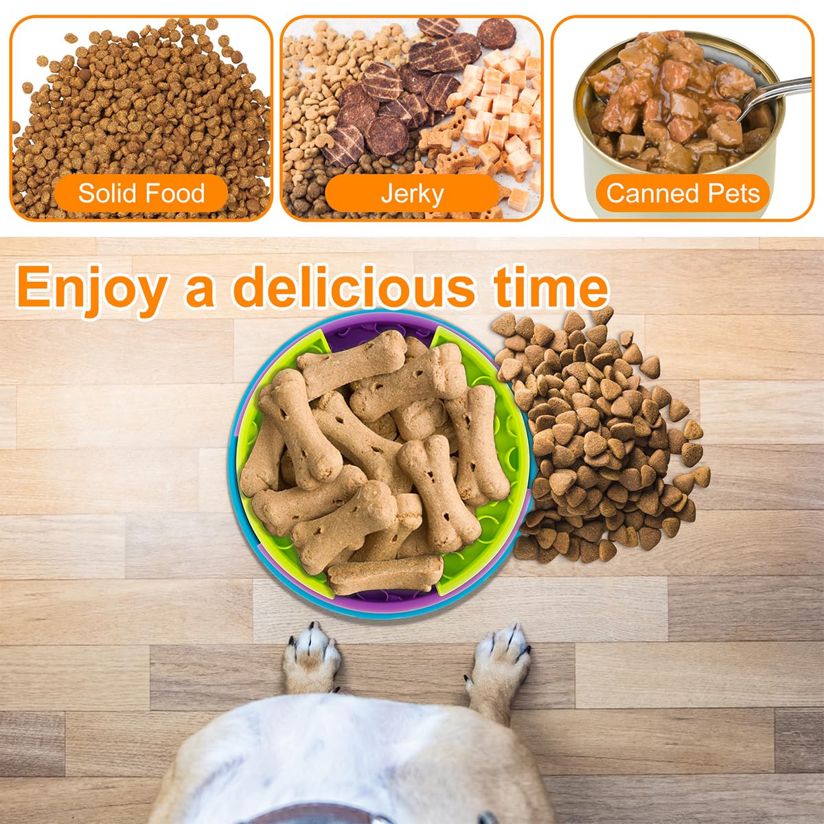 Pet Slow Food Bowl Anti Choking Cat Bowl,3in1 Interactive Dog Feeder Puzzle, Lick Mat & Slow Feeder BowlMental Stimulation Toy For Medium & Large Dogs - 5 - CJ