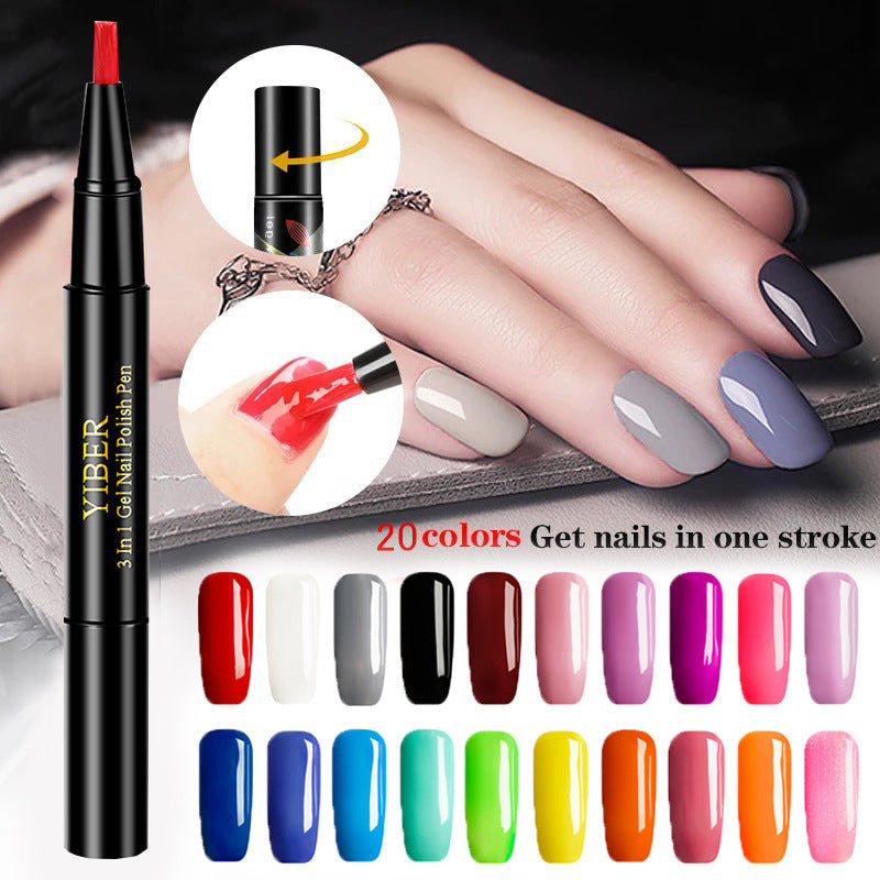 5pcs Nail Polish Pen 3 In 1 One Step Glue Pen Multicolor - 0 - CJ