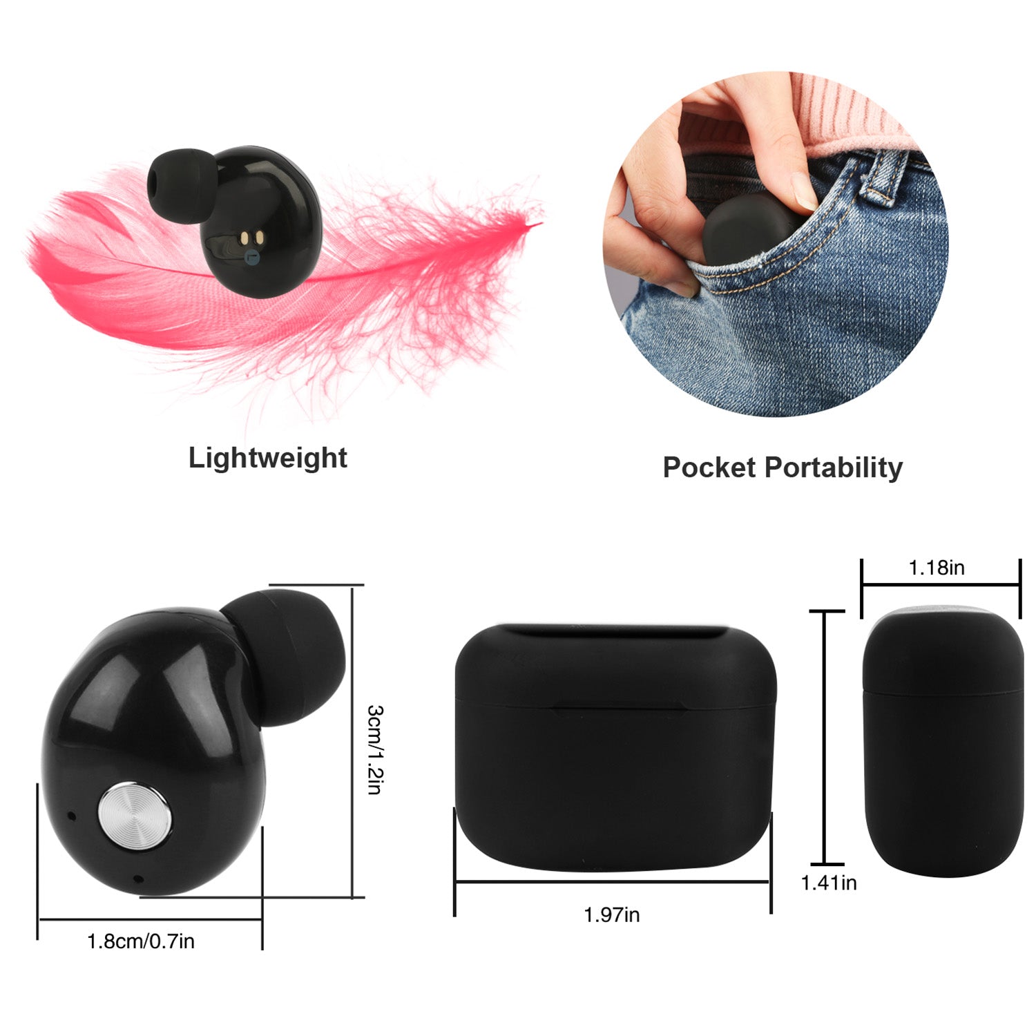 TWS True Wireless V4.2 Earbuds IPX4 In - ear Stereo Earphone Hands - free Deep Bass Earpiece With Mic Magnetic Charging Case 30Hrs Single Earbud Work Time Driving Business - 5 - CJ