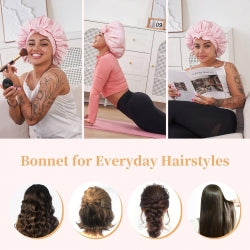 Silk Bonnet For Sleeping Women, Satin Hair Bonnet For Sleeping For Wavy Curly Natural Hair Women Men - 5 - CJ