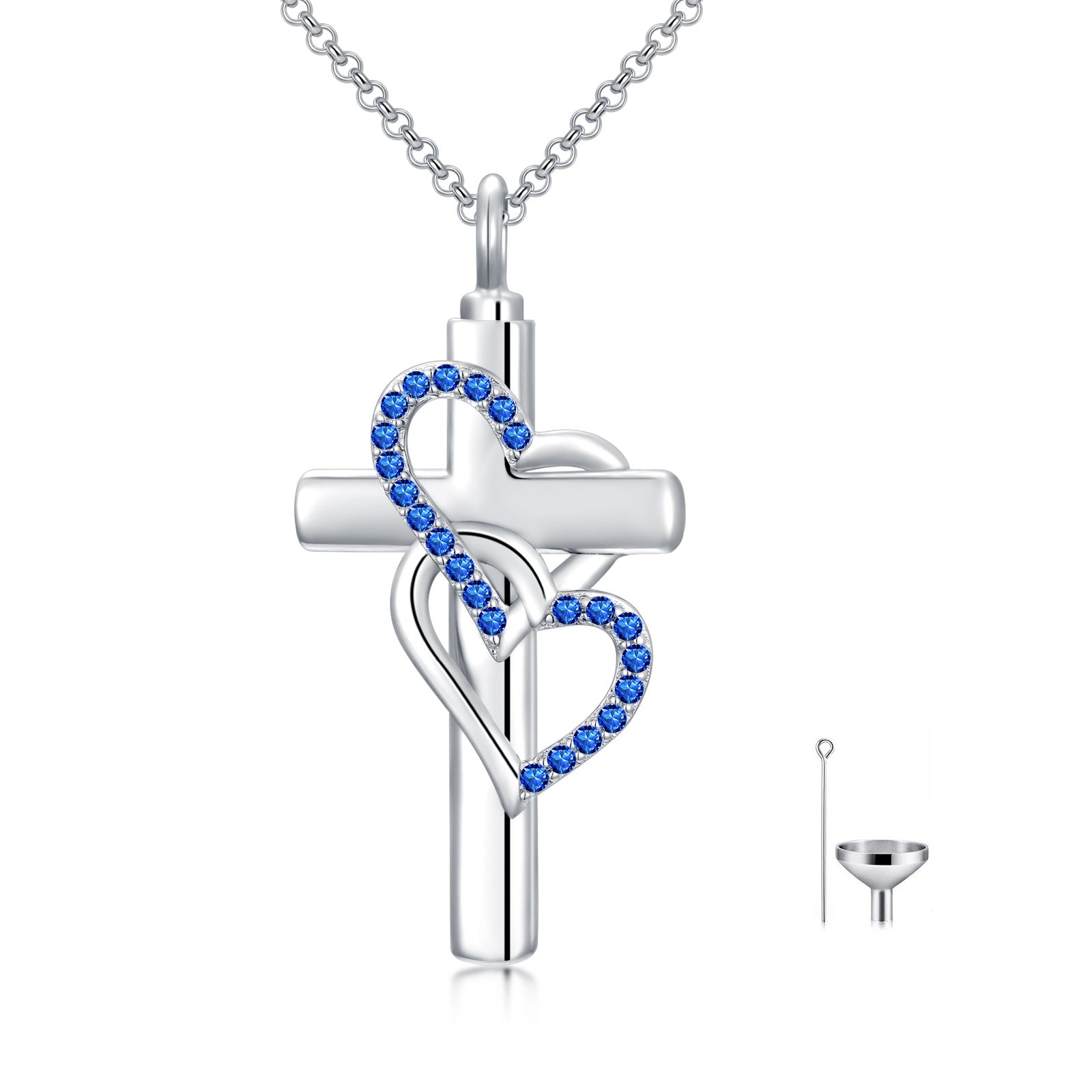 Cross Sterling Silver Ashes Urn Heart Pendant Necklace As Cremation Keepsake Jewelry - 5 - cjdropshipping