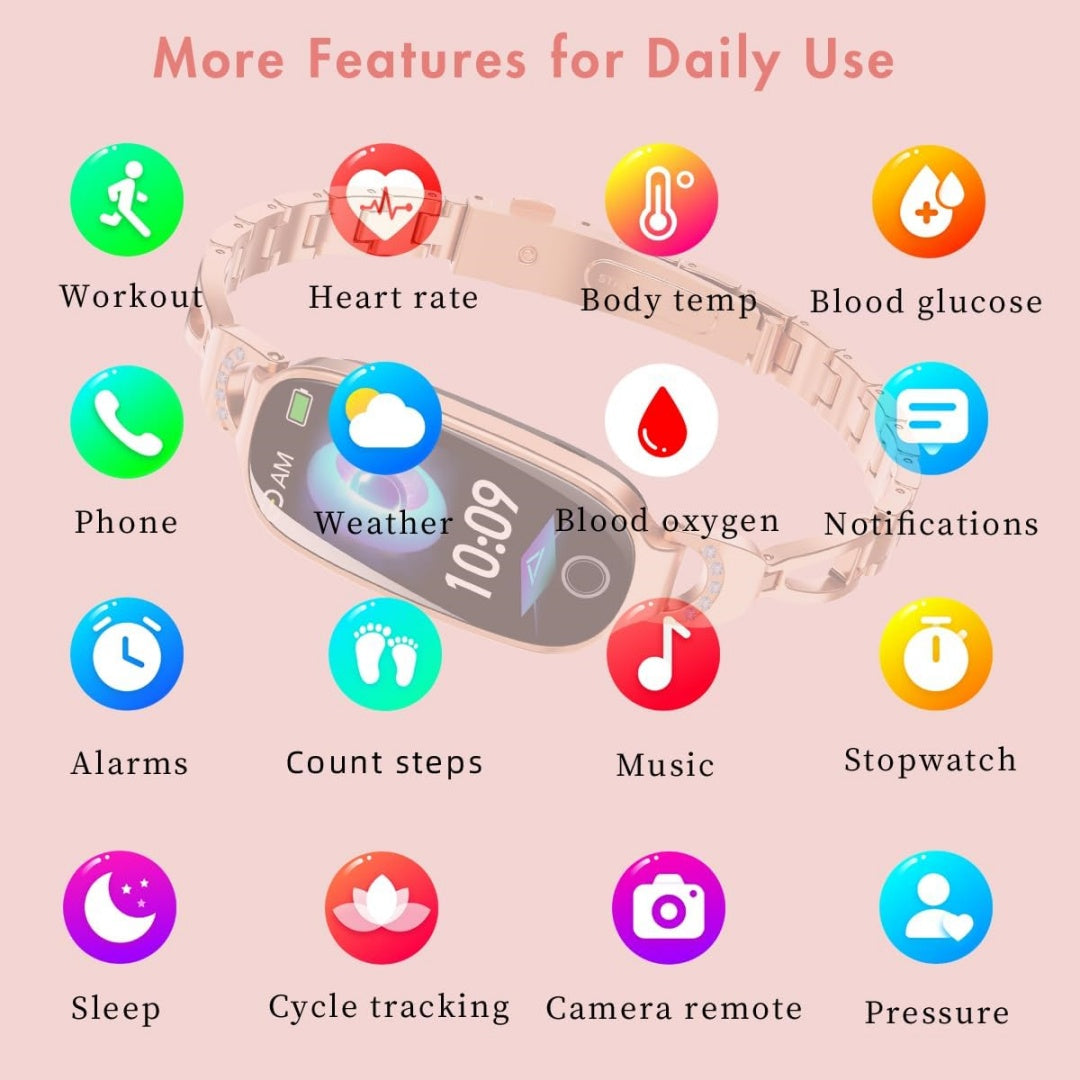 Smart Watch - Fitness Tracker And Menstrual Cycle Tracking, Heart Rate&Blood Pressure Monitoring, Sleep Tracking, Step Counter, Waterproof Smart Watch Compatible With IPhone&Android Phones - 5 - CJ