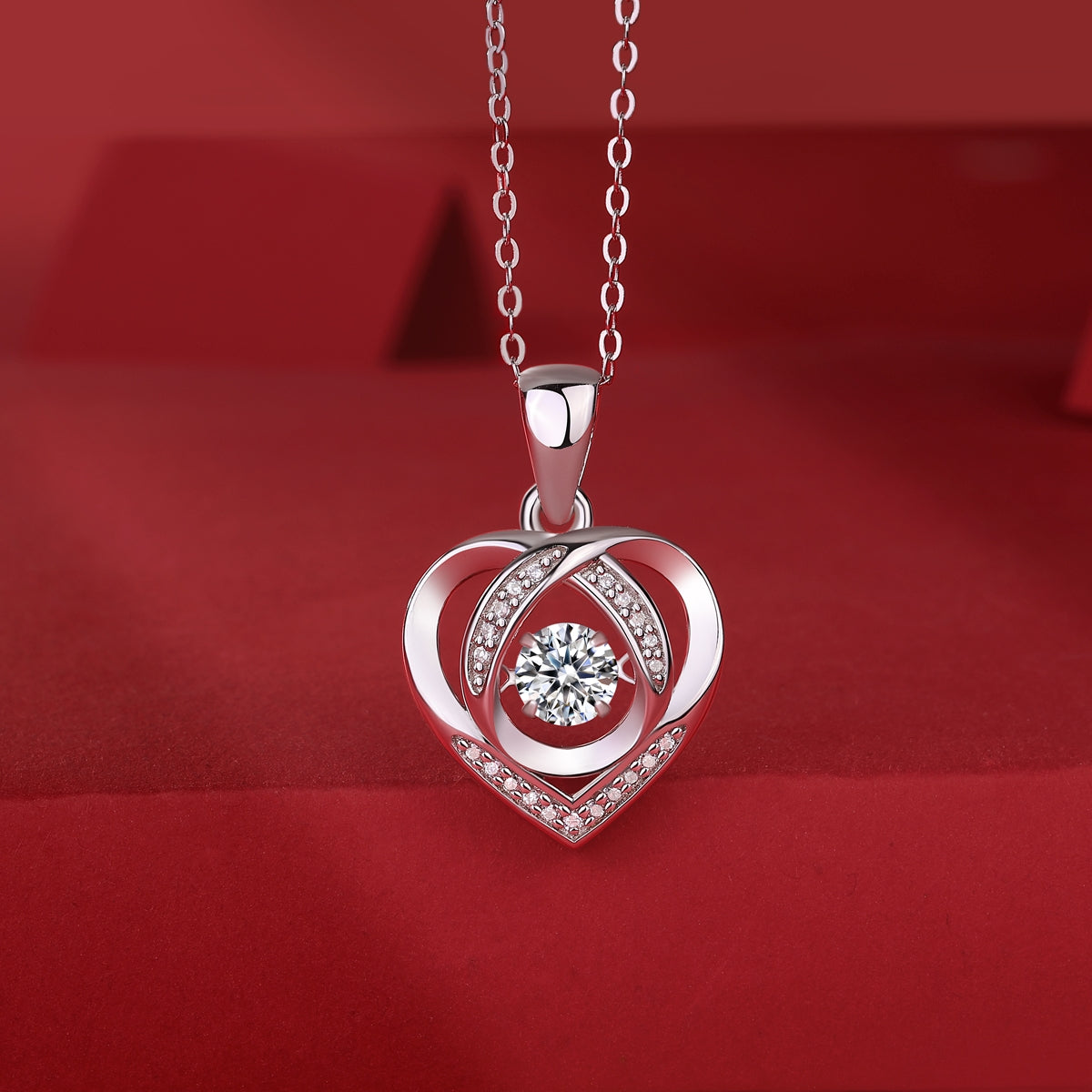 1Heart To Have Your Luxurious Fashion Diamond Pendant Necklace Set With Mosan Diamond Silver Ornaments Prohibit Tk Sales - 5 - CJ